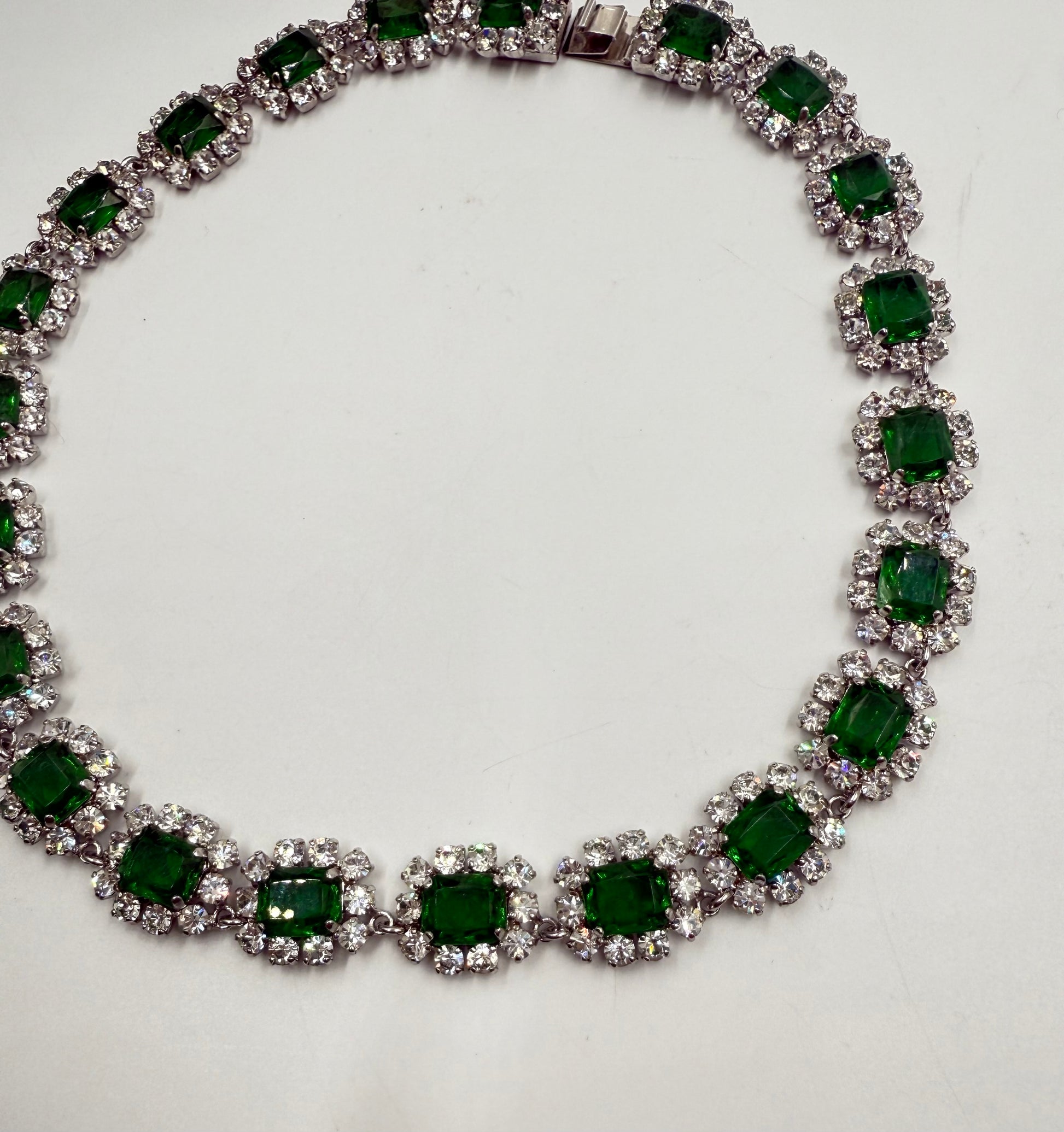 Rare 1972 Christian Dior Emerald & Glass Stone Necklace