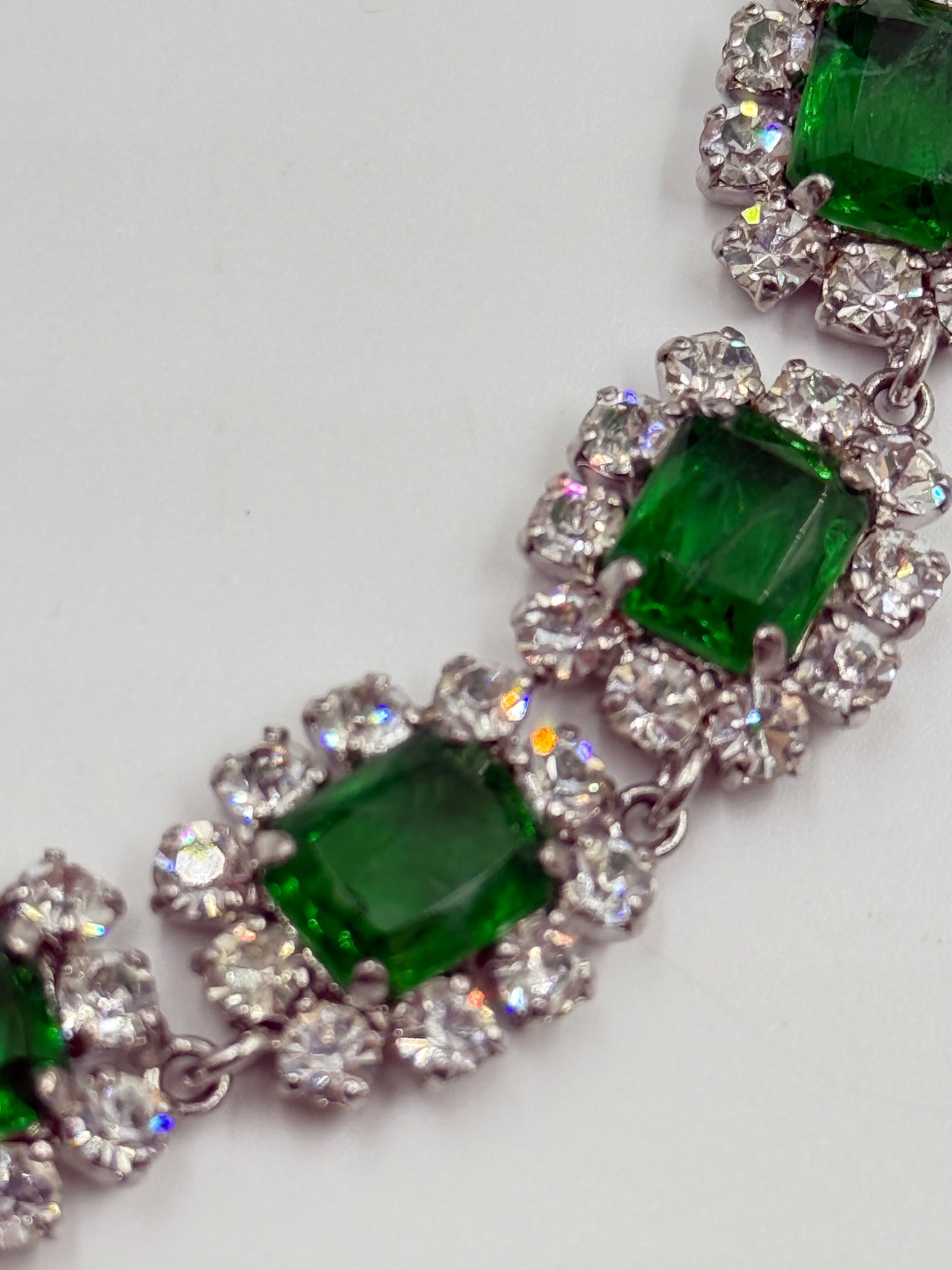 Rare 1972 Christian Dior Emerald & Glass Stone Necklace