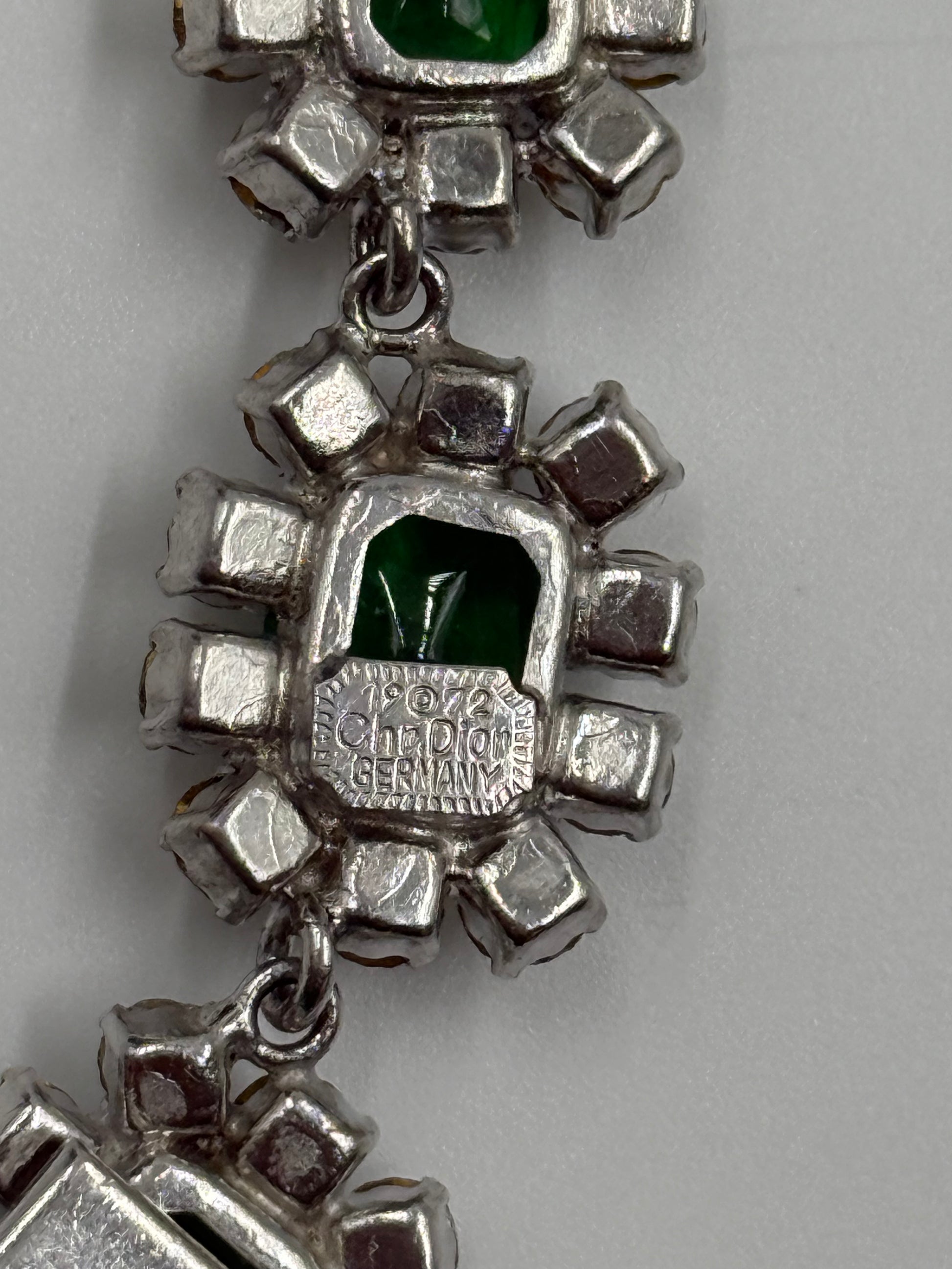 Rare 1972 Christian Dior Emerald & Glass Stone Necklace
