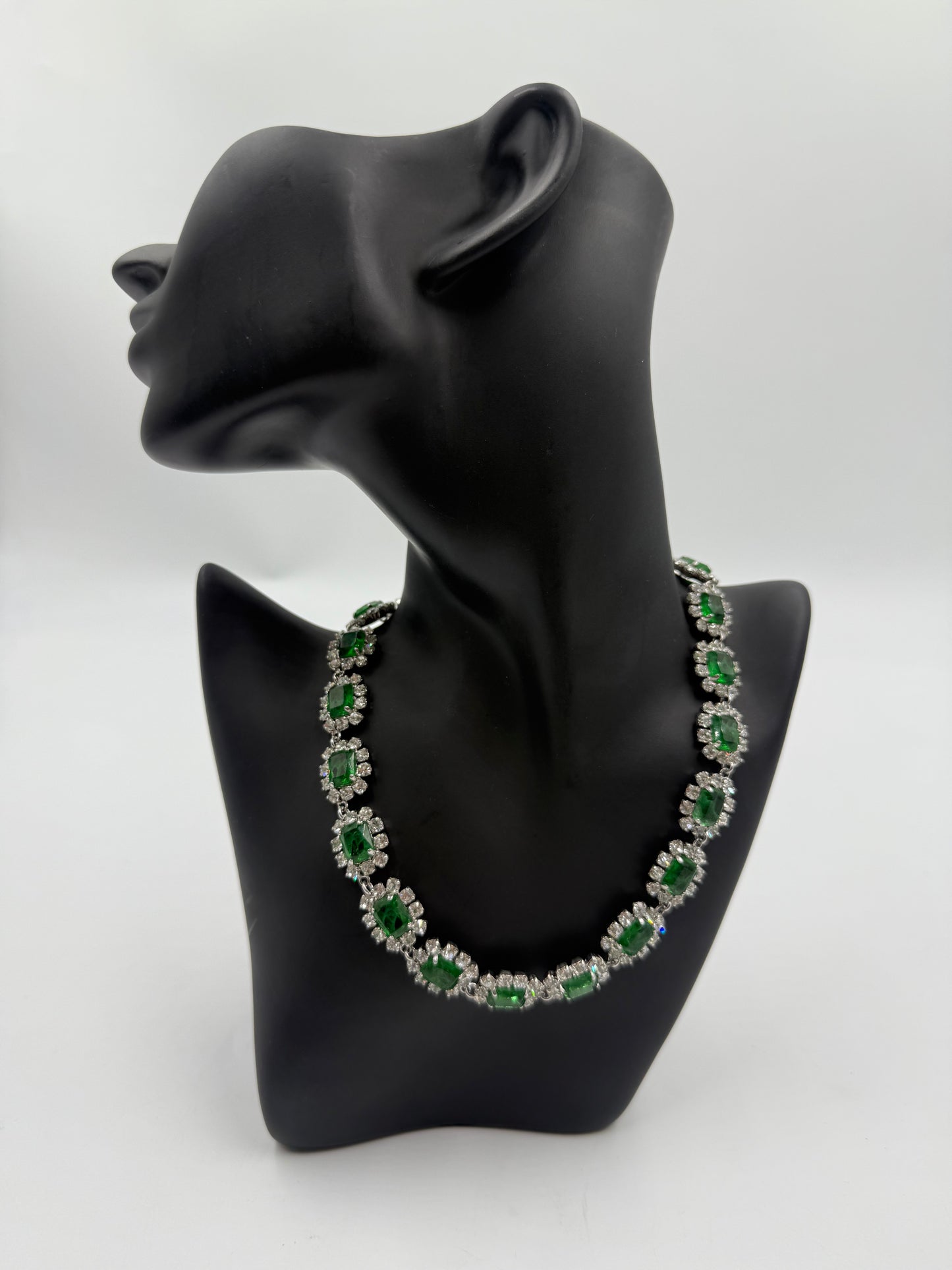 Rare 1972 Christian Dior Emerald & Glass Stone Necklace