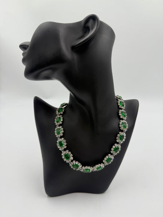 Rare 1972 Christian Dior Emerald & Glass Stone Necklace