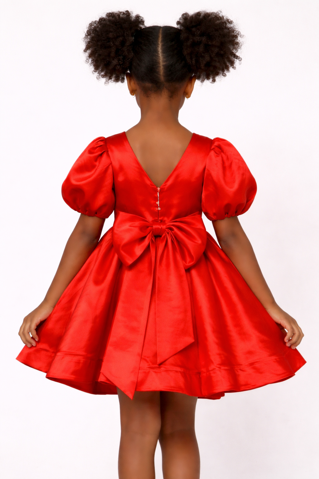 Red Satin A Line Kids Size 5/6- Rental Only