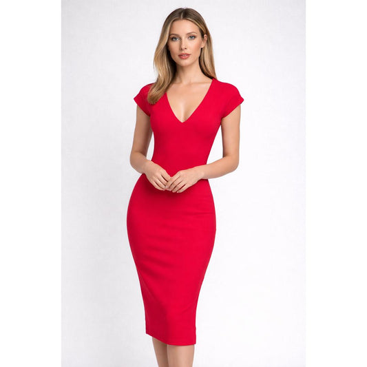 Reserved Red Cap Sleeve Sheath Dress Size M