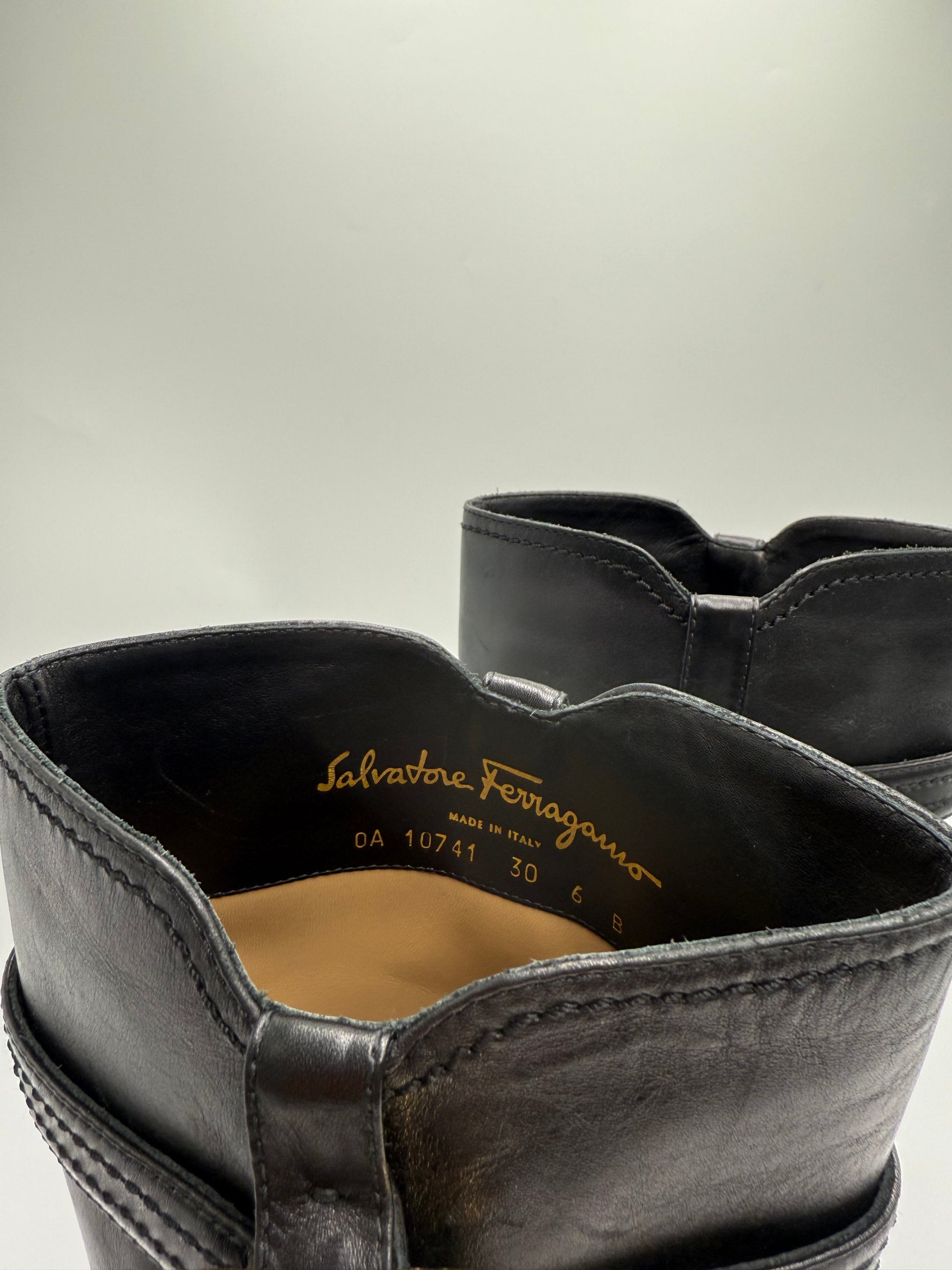 Salvatore Ferragamo Black Tall Leather Boots Size 6B