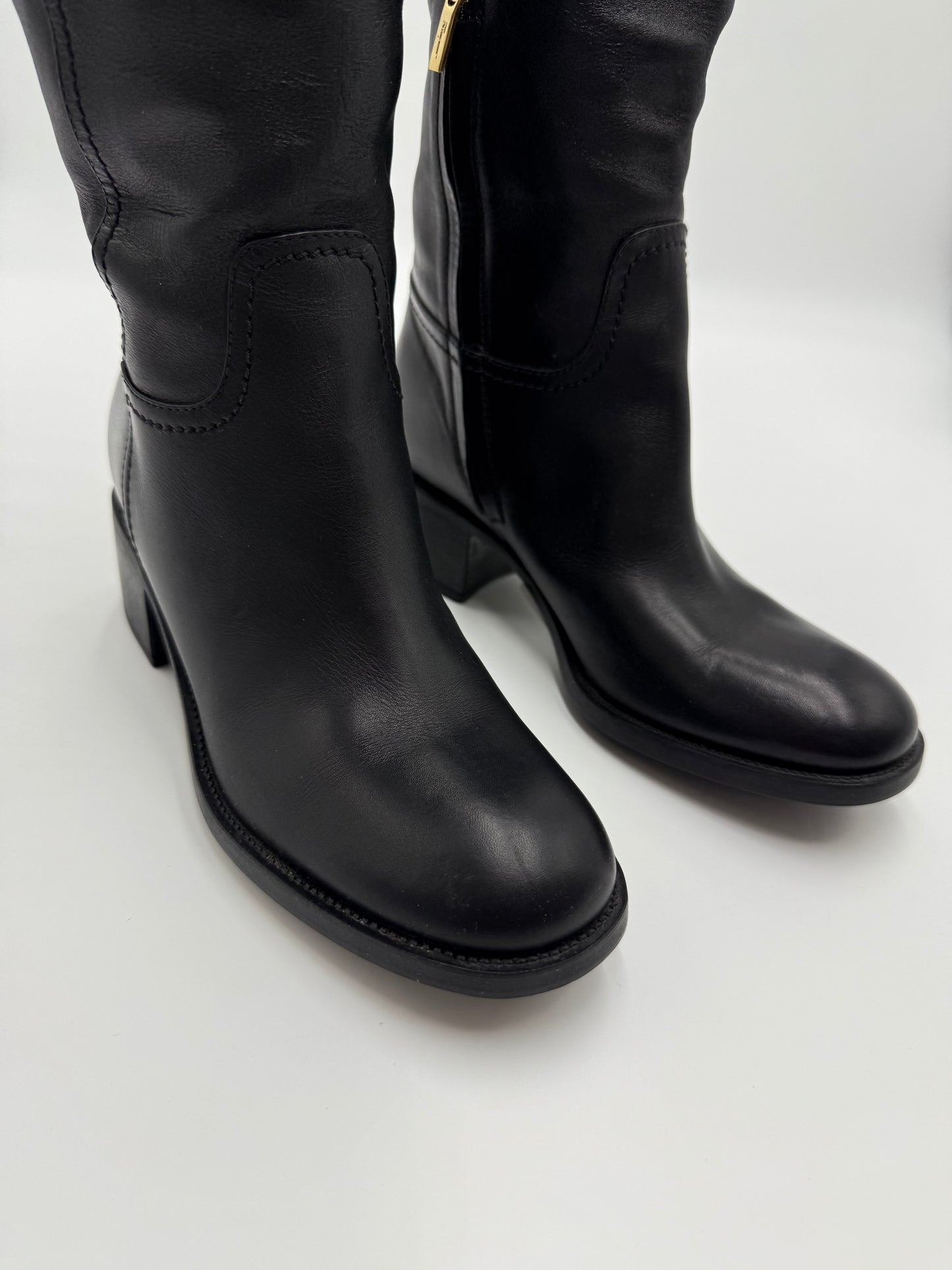 Salvatore Ferragamo Black Tall Leather Boots Size 6B