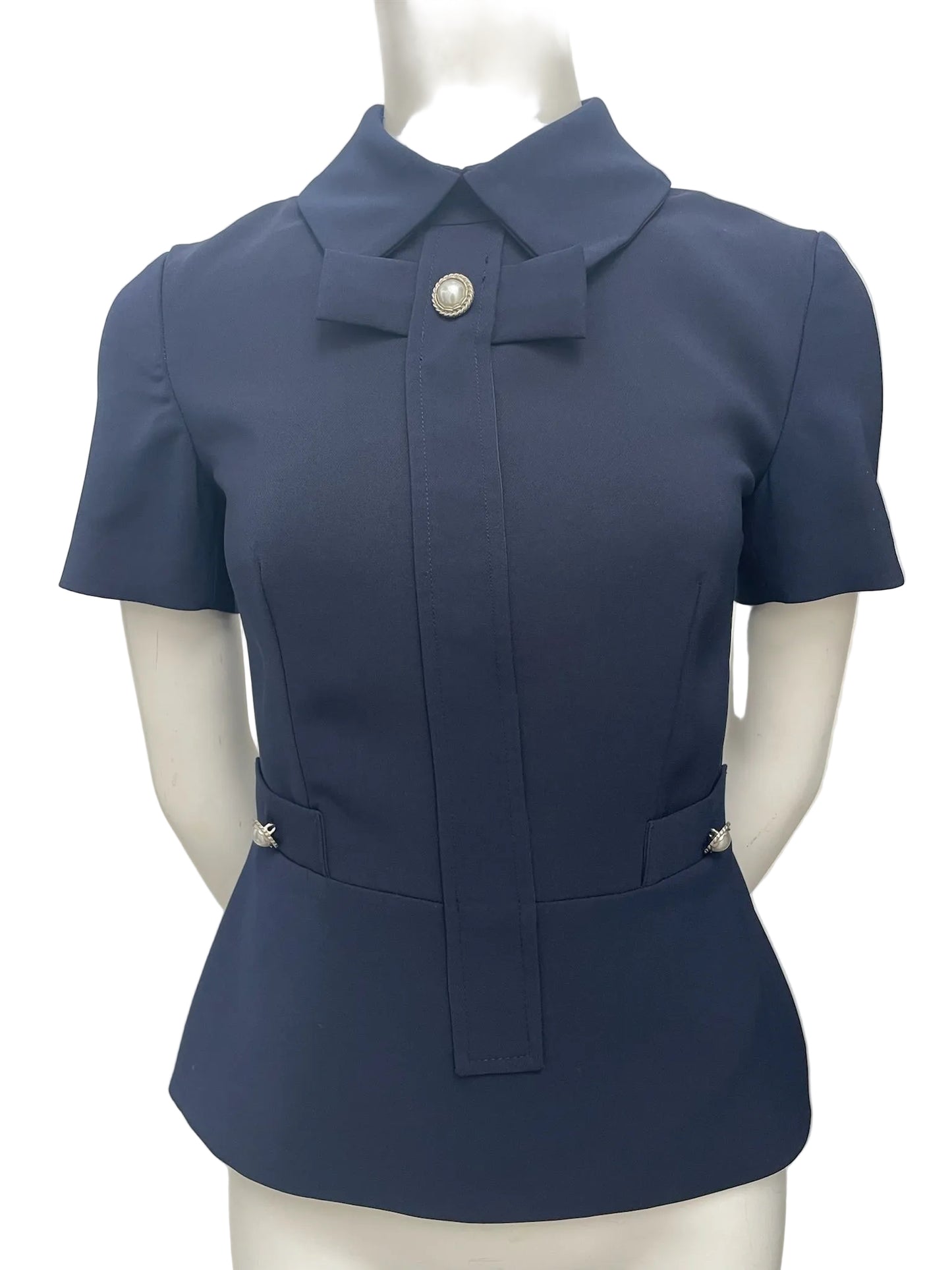 Sandra Angelozzi Navy Blouse Size 30