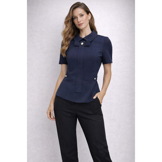 Sandra Angelozzi Navy Blouse Size 30