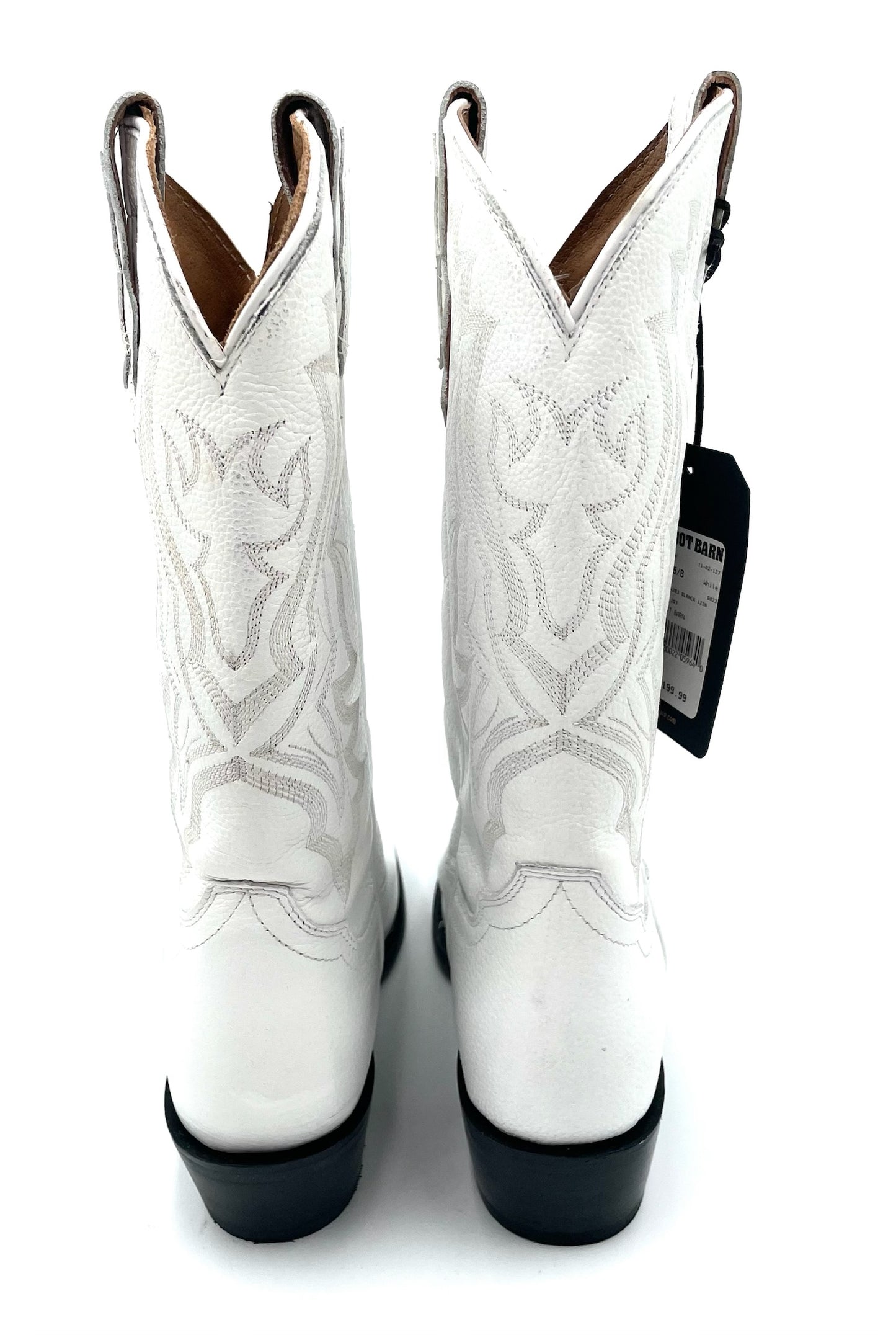 ShyAnne White Leather Cowboy Boots Size 8.5