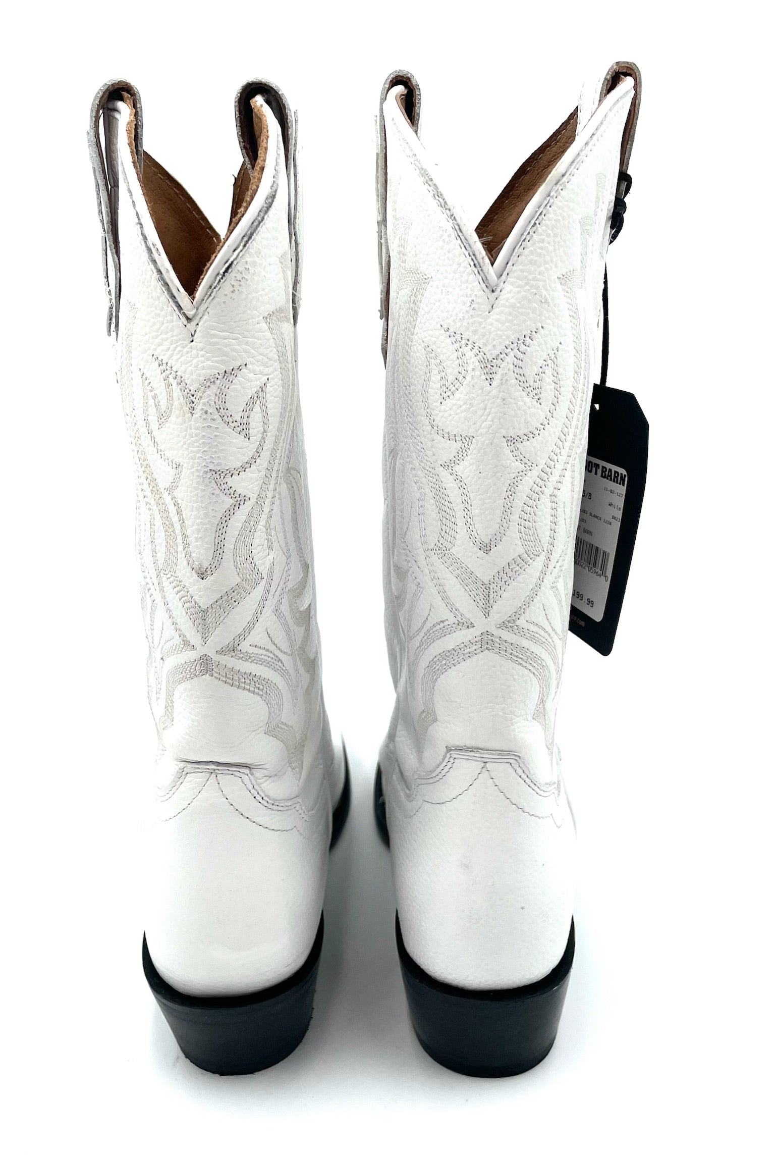 ShyAnne White Leather Cowboy Boots Size 8.5