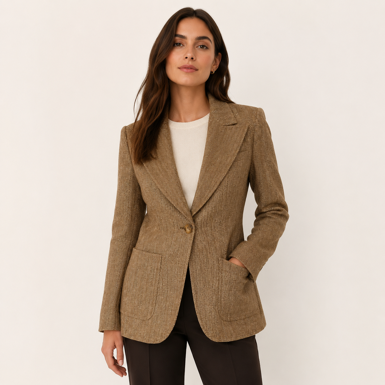 Smythe Brown Herringbone Blazer Size 4