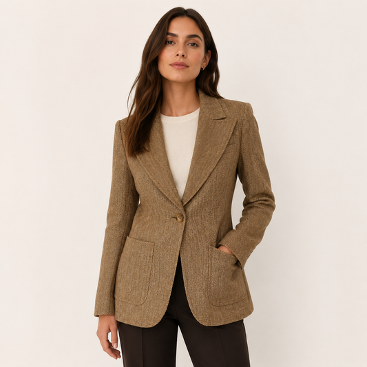 Smythe Brown Herringbone Blazer Size 4