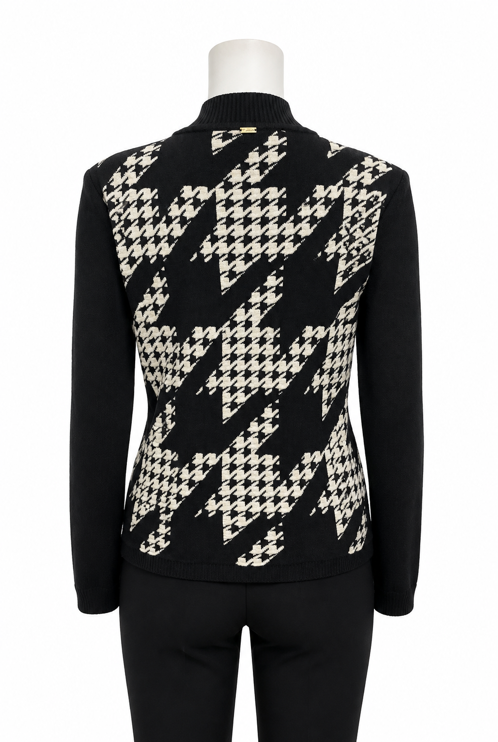 St.John Houndstooth Zip-Up Cardigan Sweater Size S