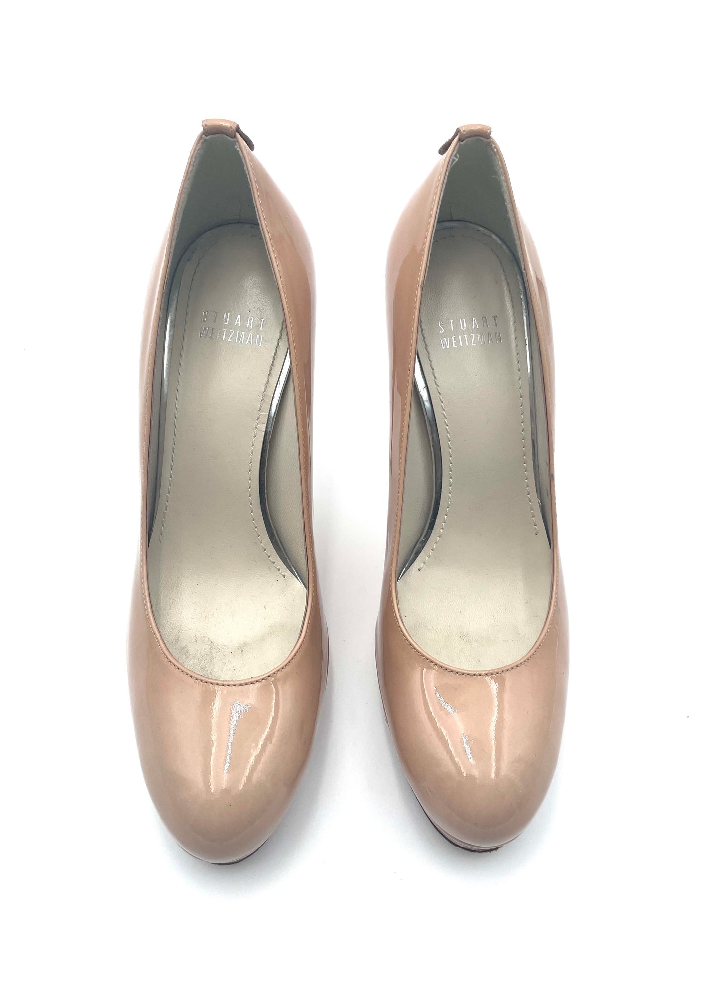 Stuart Weitzman Round Toe Nude Patent Leather Pumps Size 7
