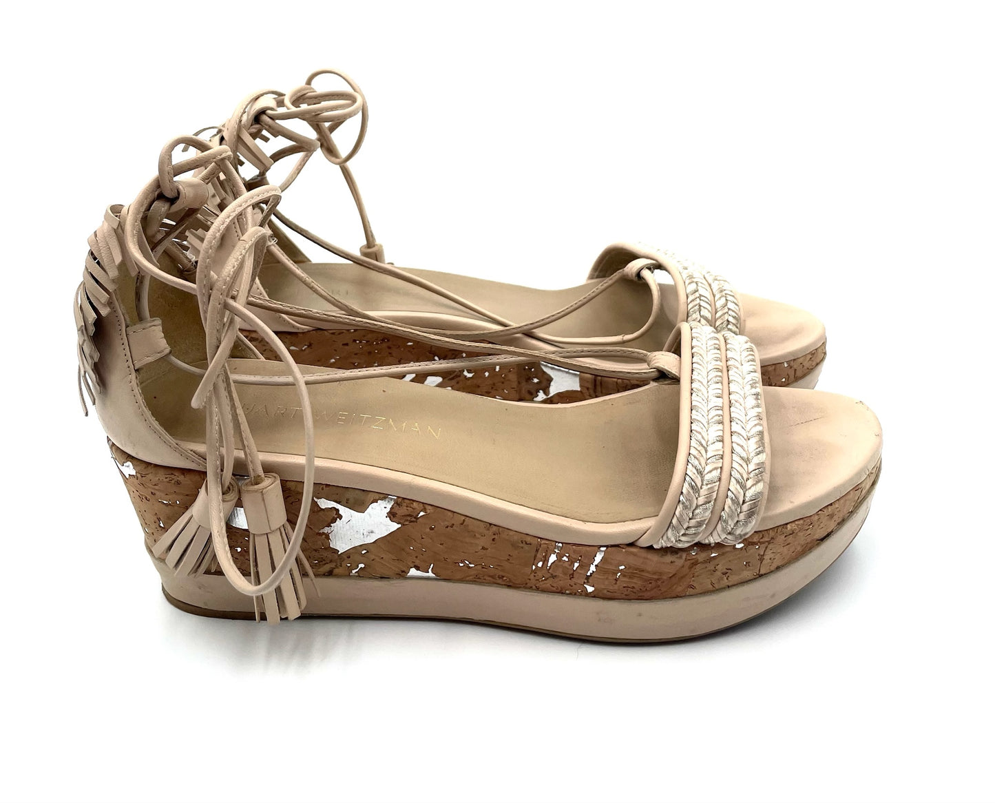 Stuart Weitzmann Biege Espadrille Wedge Sandals Size 6.5