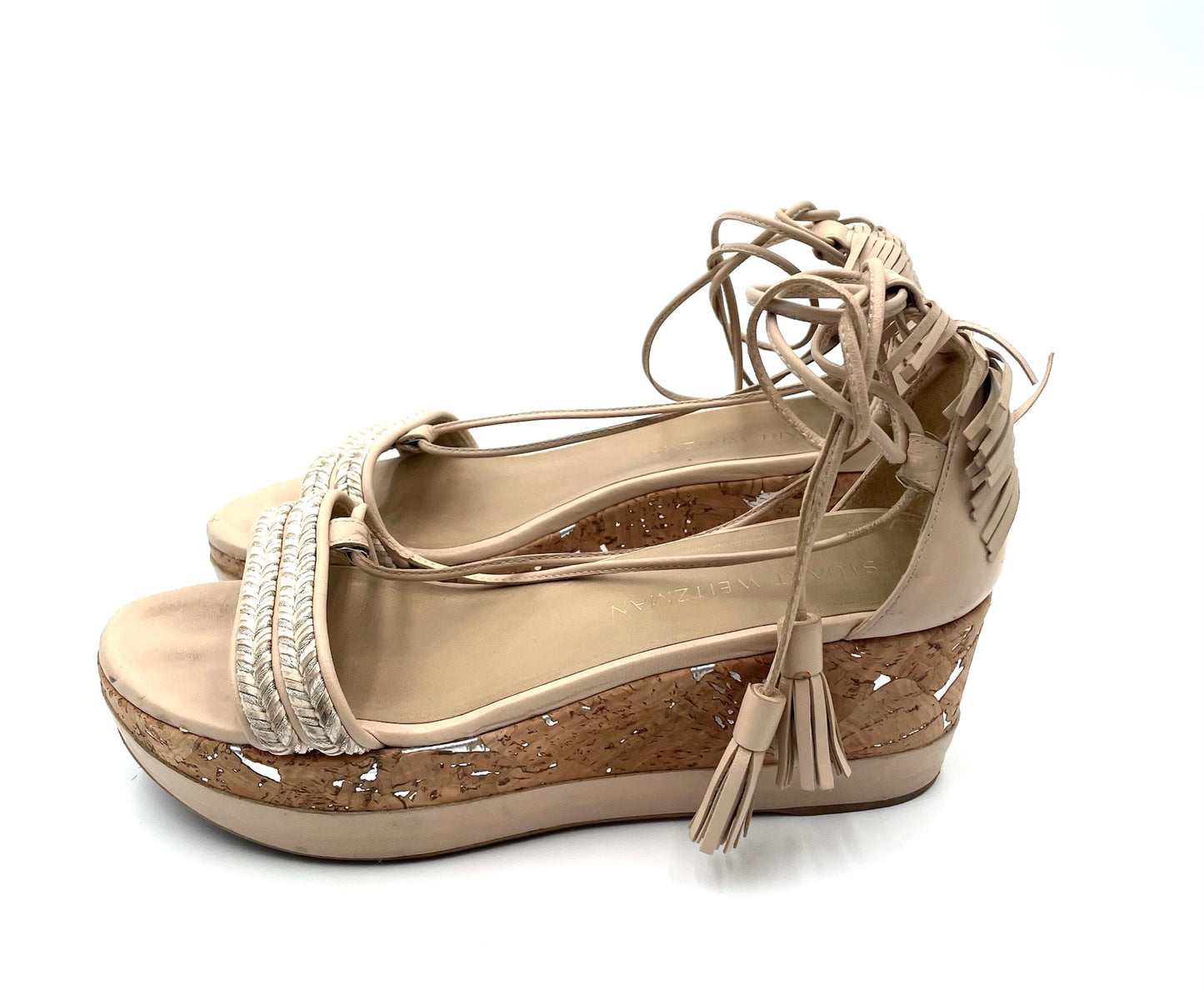 Stuart Weitzmann Biege Espadrille Wedge Sandals Size 6.5