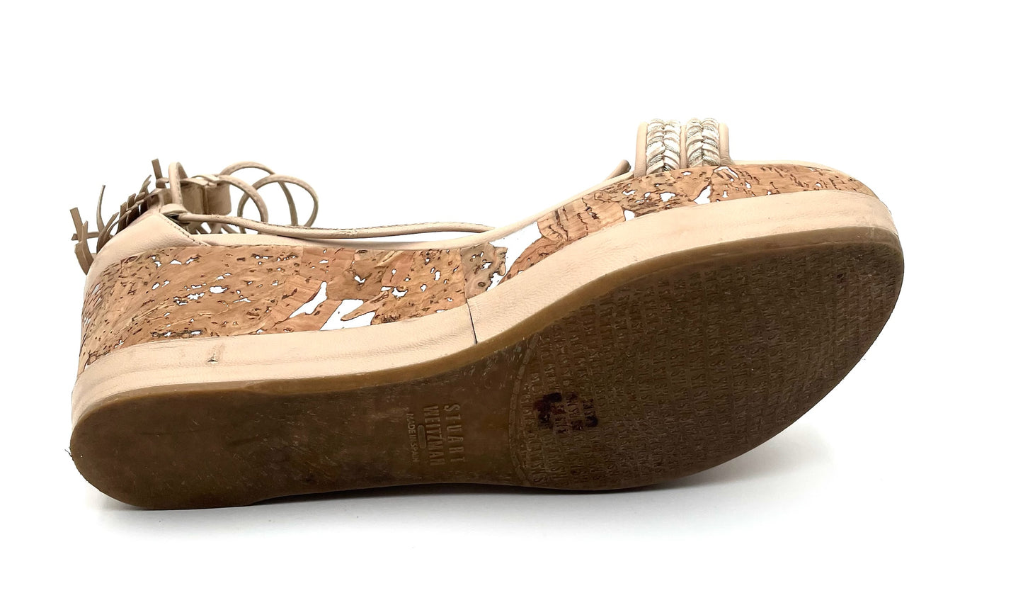 Stuart Weitzmann Biege Espadrille Wedge Sandals Size 6.5