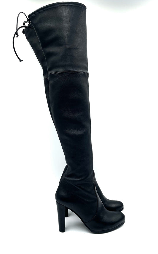 Stuart Weitzmann Black Leather Highland Knee High Boots Size 7.5