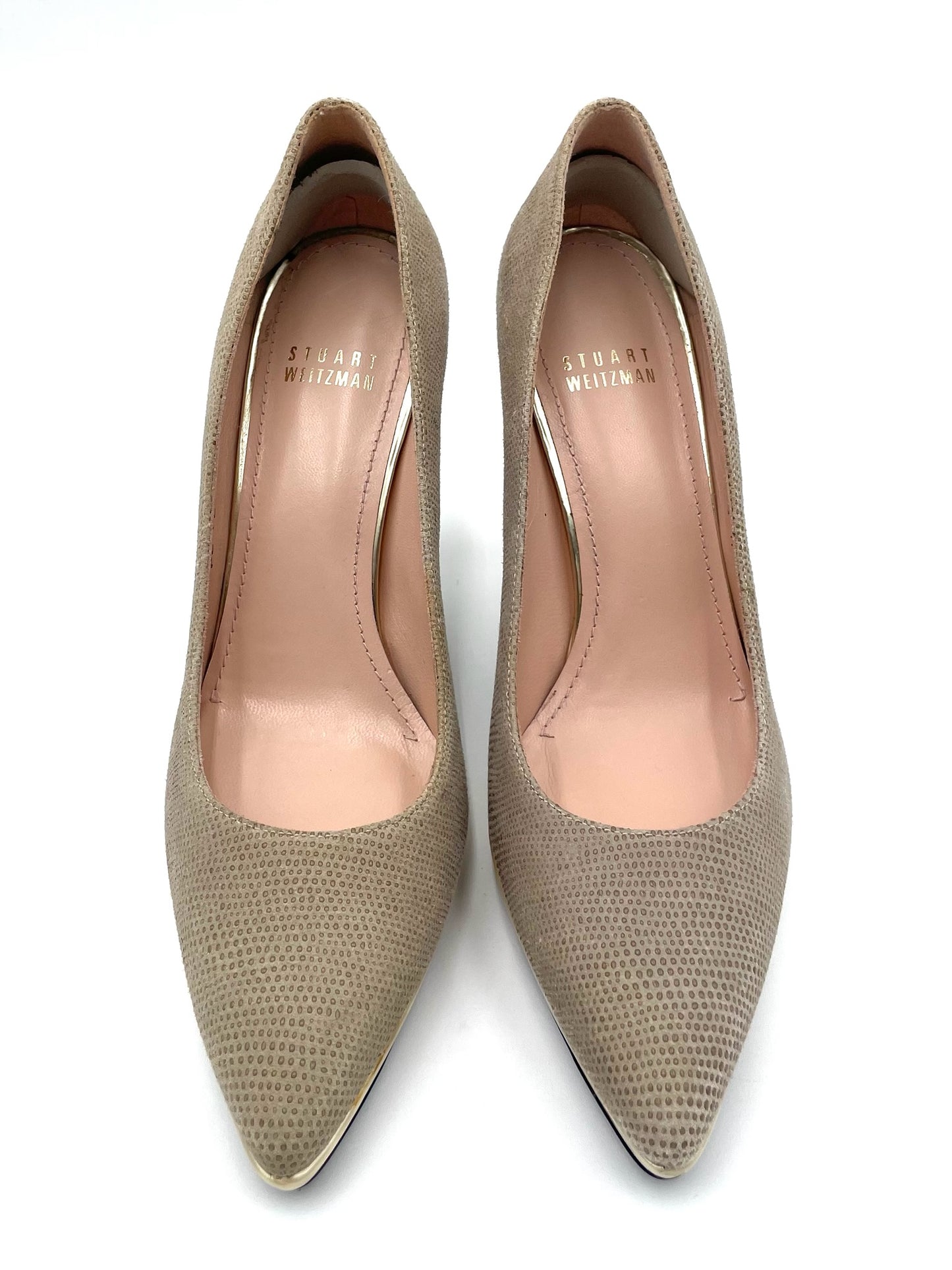 Stuart Weitzmann Fawn Goosebump Nappa Gold Pump Size 6.5