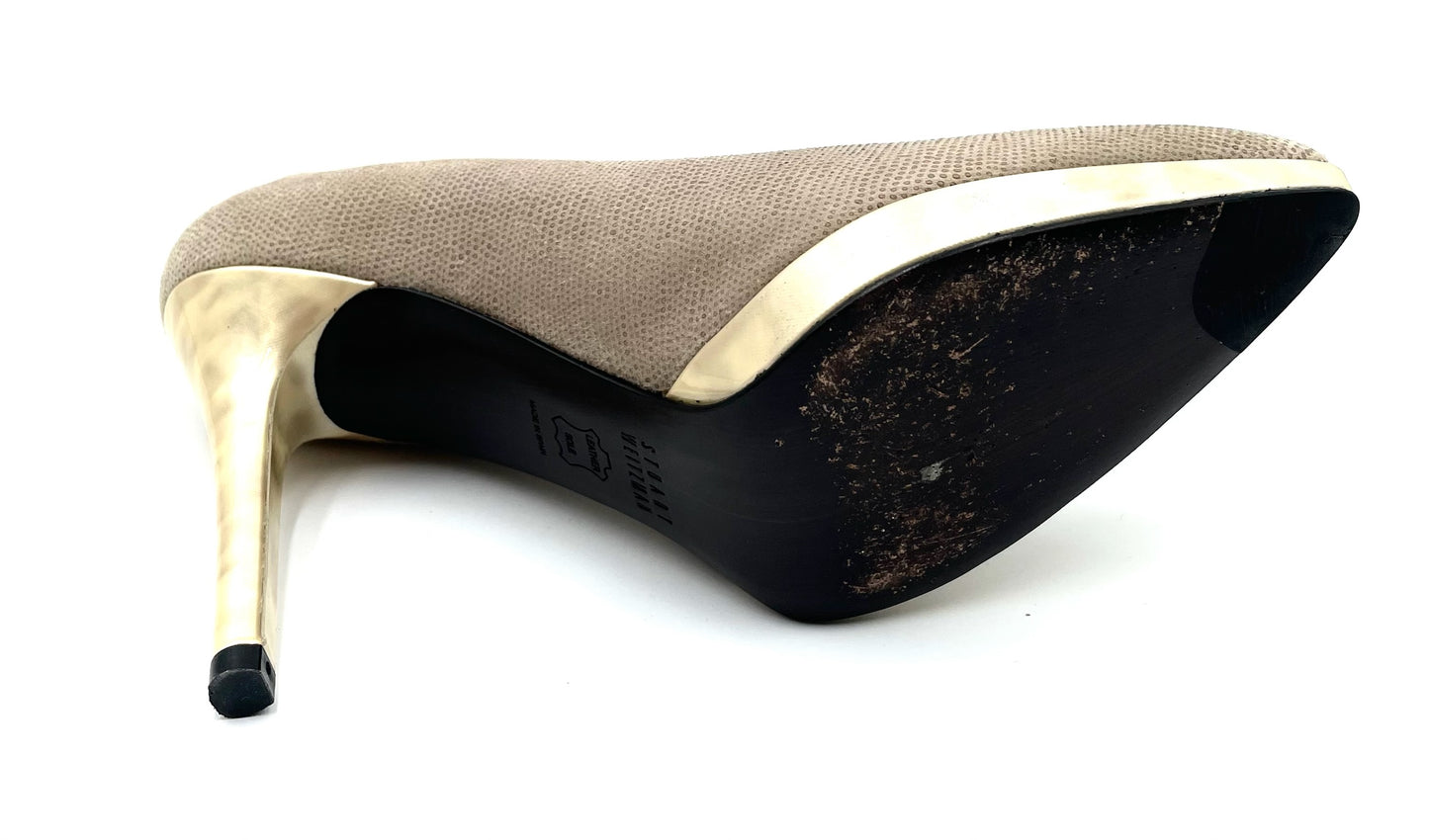 Stuart Weitzmann Fawn Goosebump Nappa Gold Pump Size 6.5