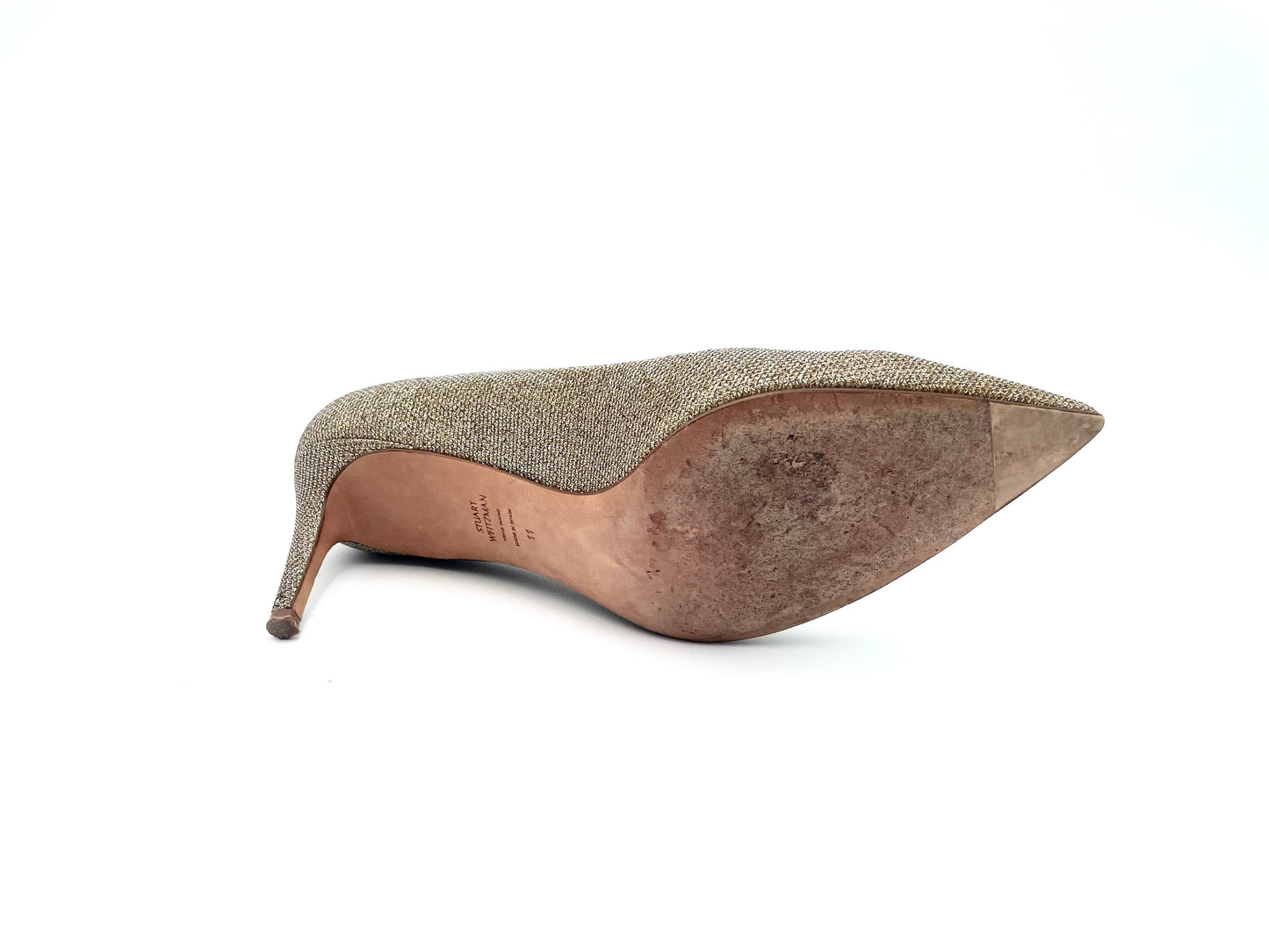 Stuart Weitzmann Gold Pointed Toe Pump Size 11