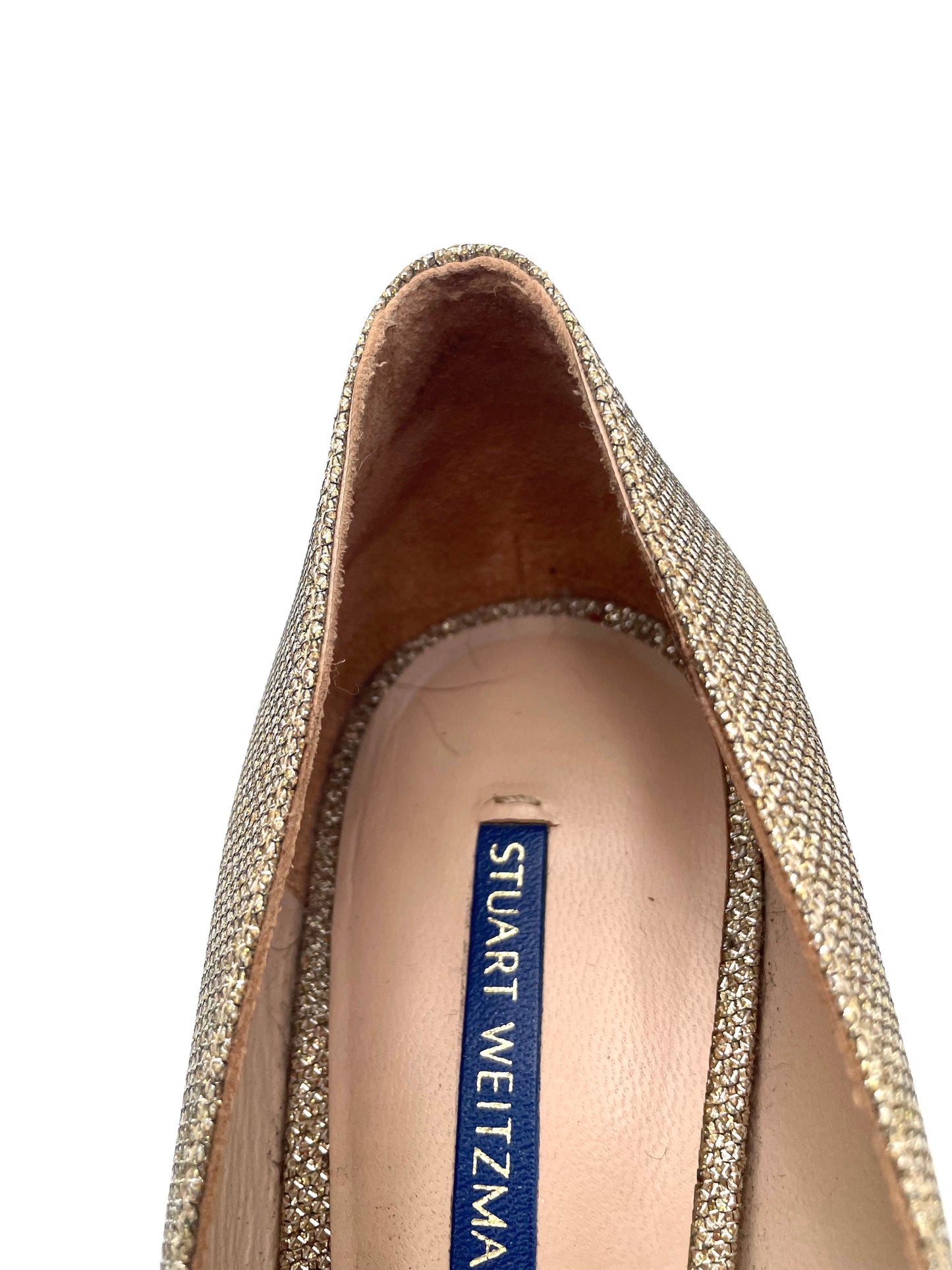 Stuart Weitzmann Gold Pointed Toe Pump Size 11