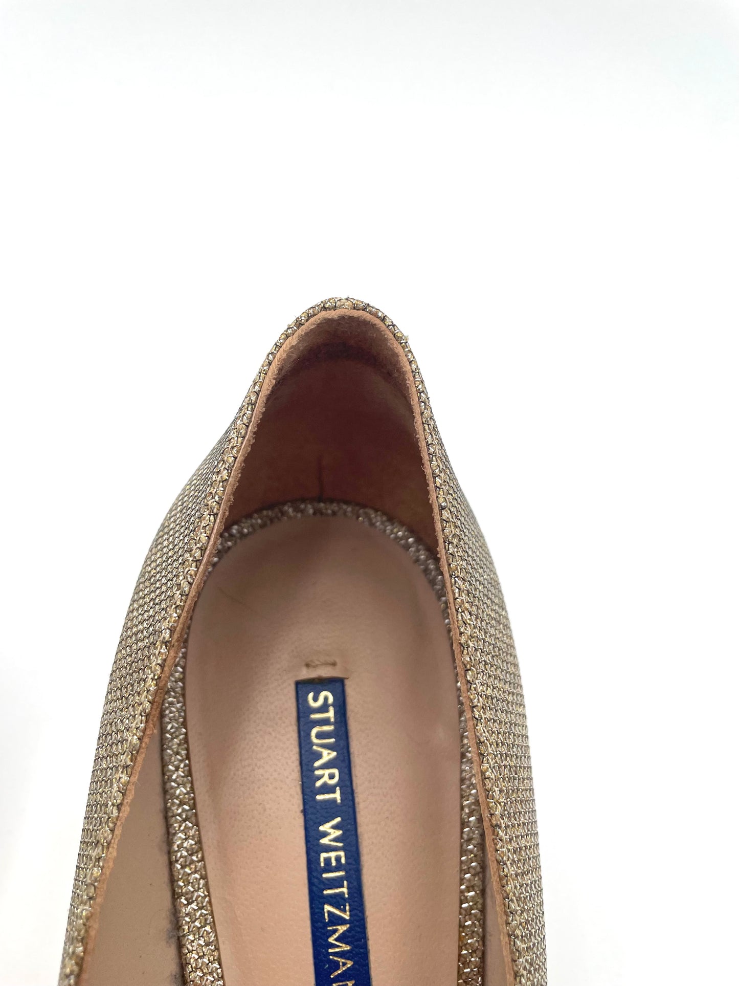 Stuart Weitzmann Gold Pointed Toe Pump Size 11