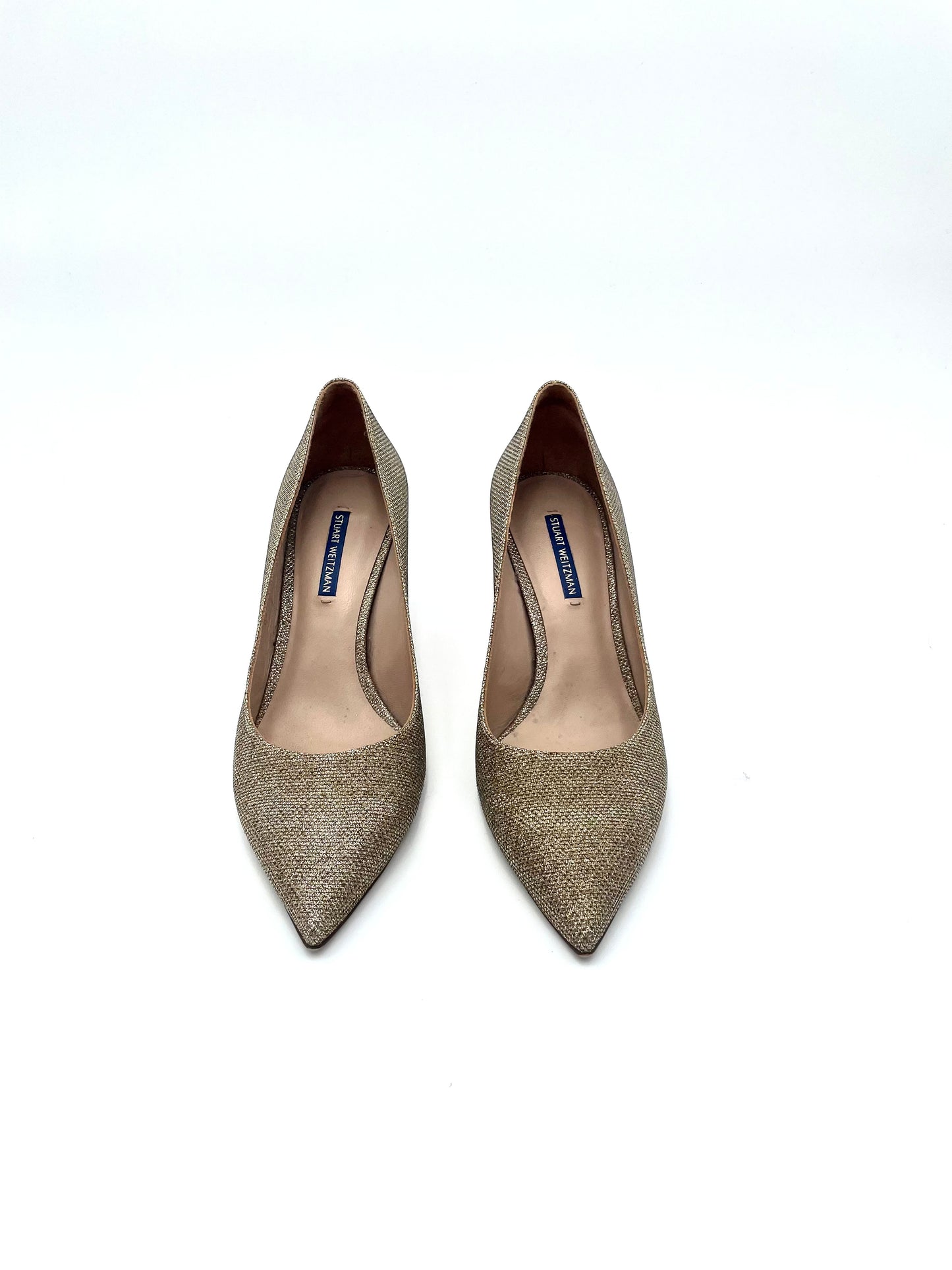 Stuart Weitzmann Gold Pointed Toe Pump Size 11