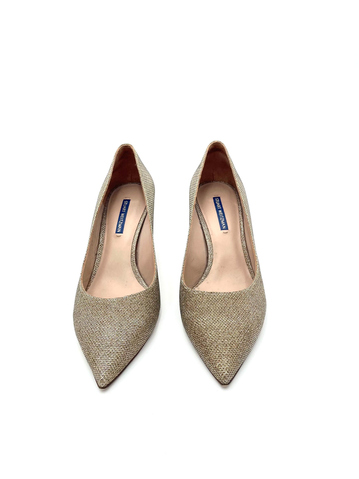 Stuart Weitzmann Gold Pointed Toe Pump Size 11