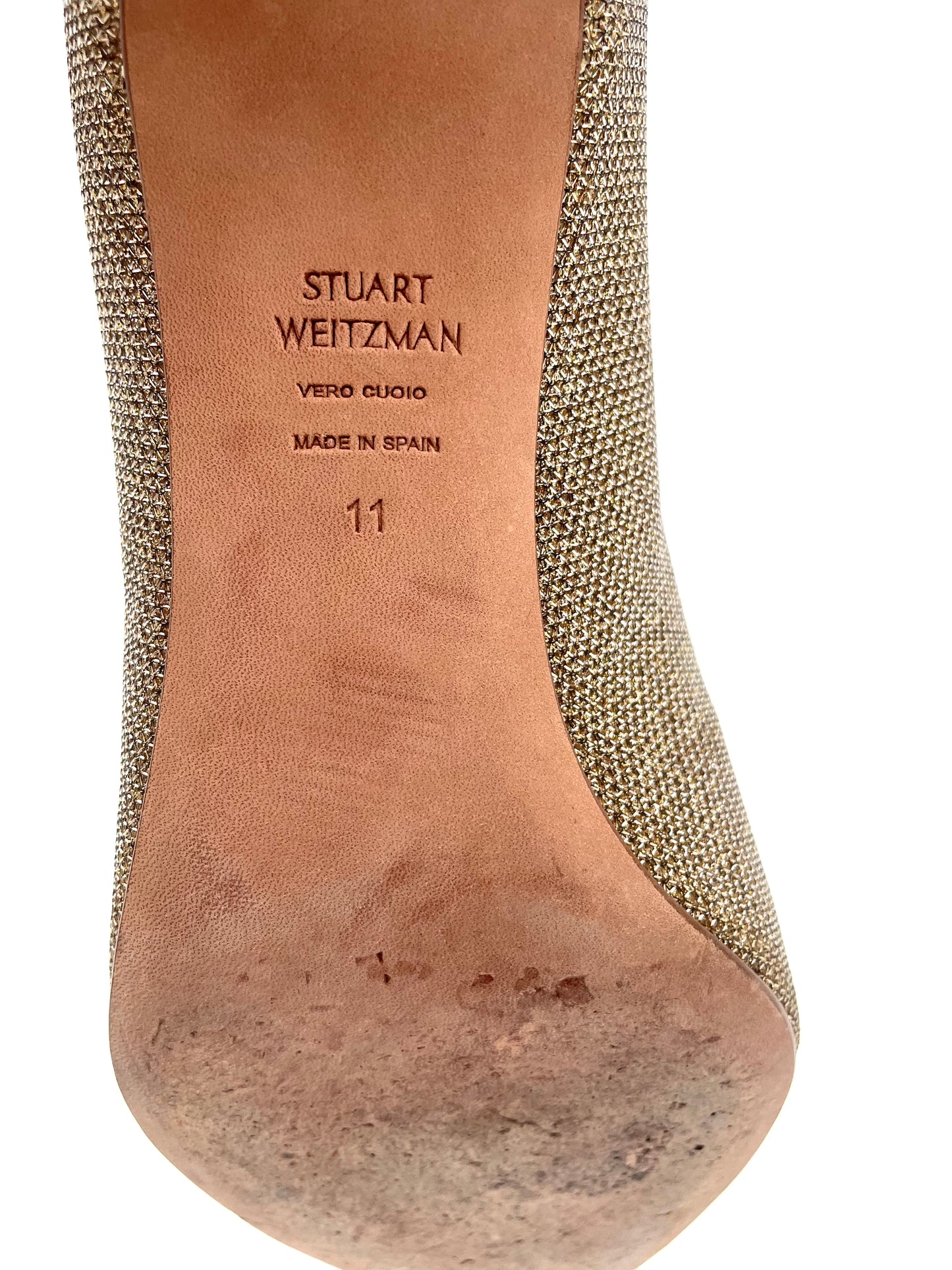 Stuart Weitzmann Gold Pointed Toe Pump Size 11