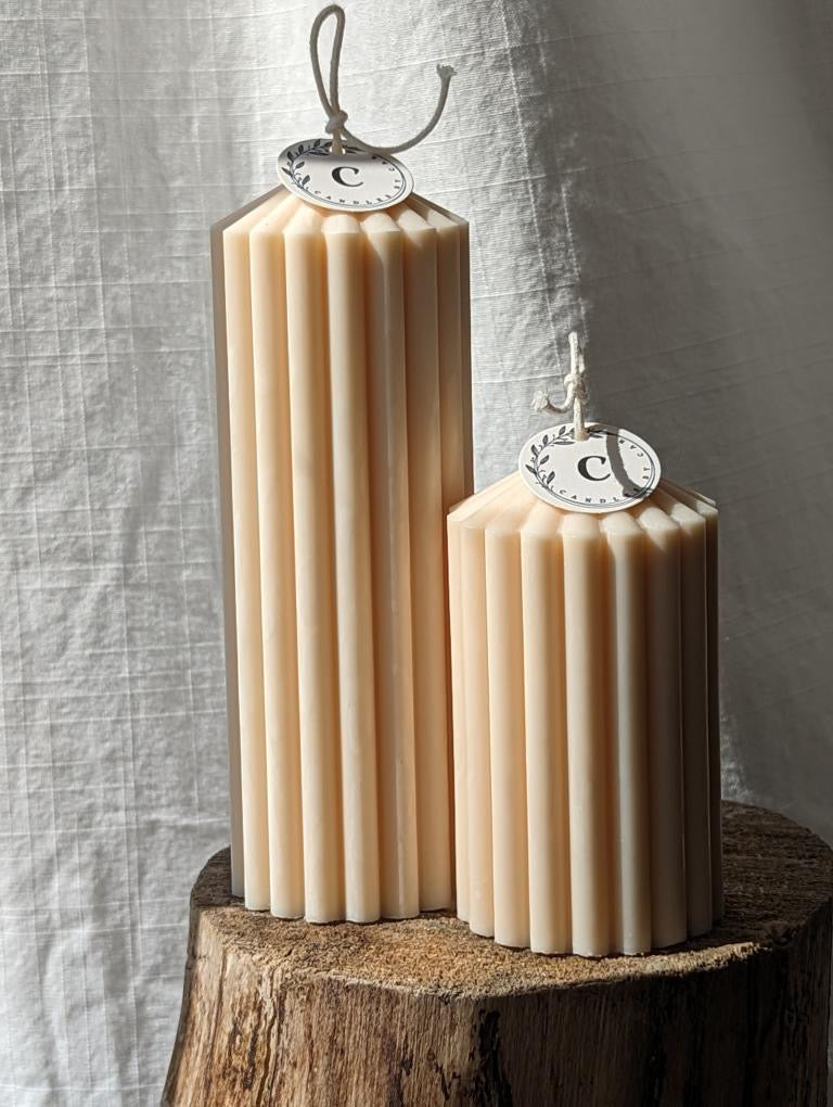 Tall Ribbed Candle ( 3 Scents)