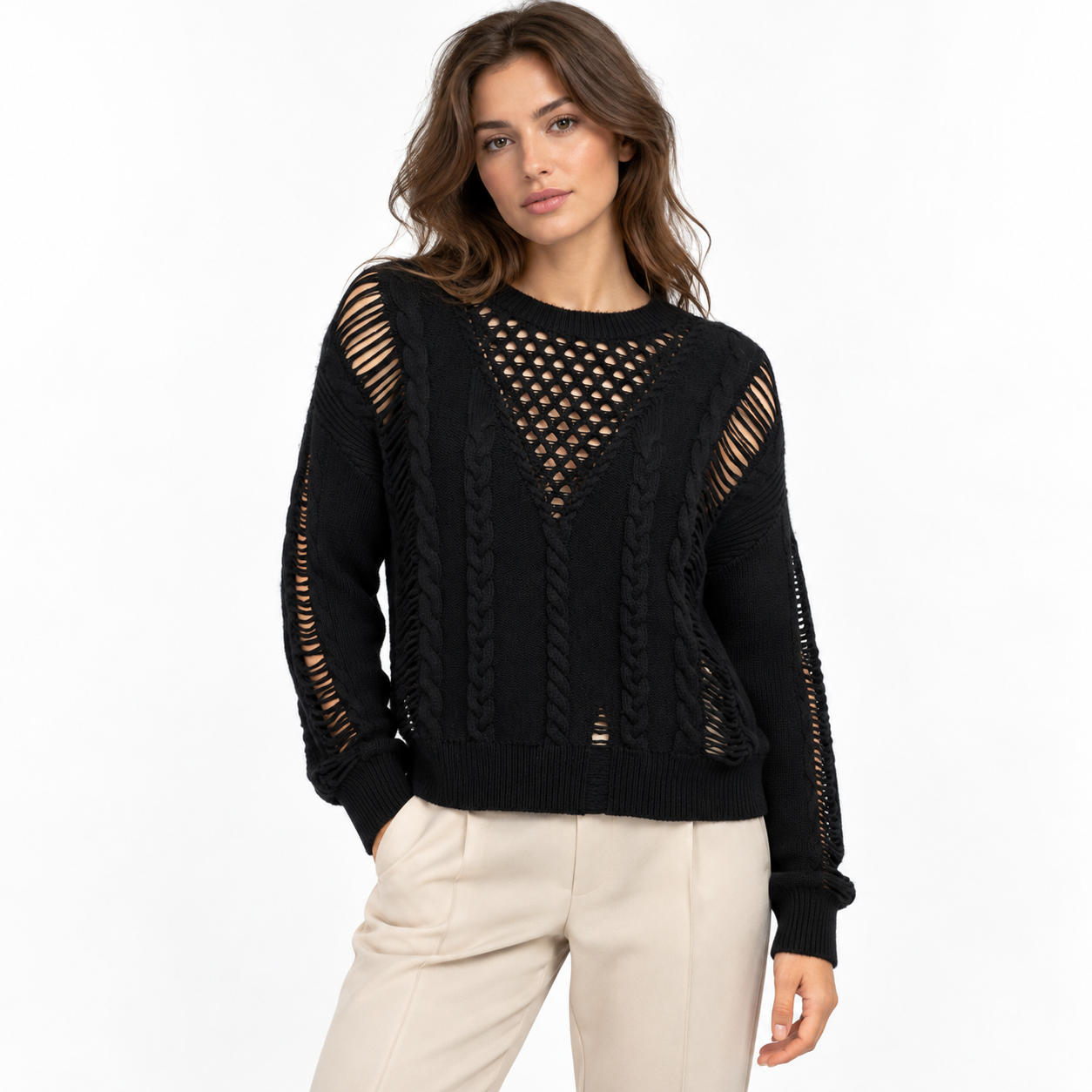 The Kooples Cashmere Black Knit Sweater S