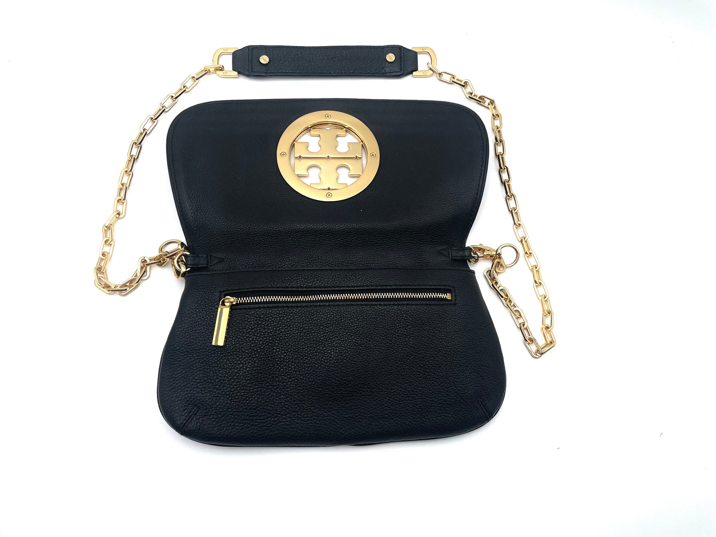 Tory Burch Black Amanda Leather Chain Clutch