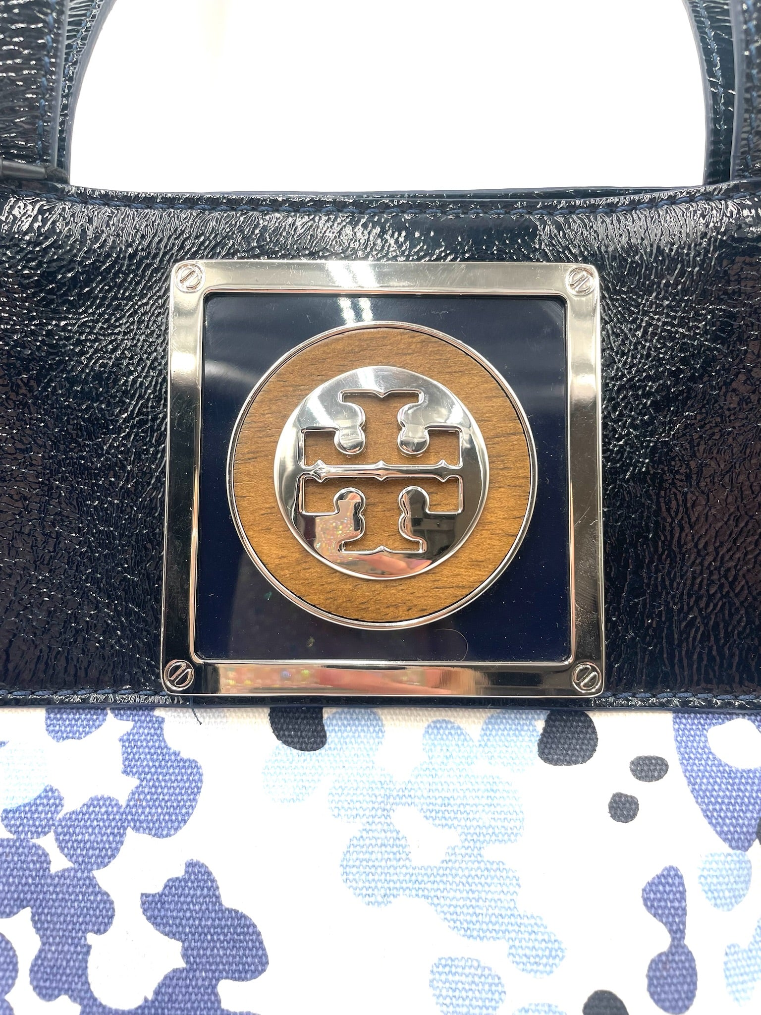 Tory Burch Blue Print Canvas Tote