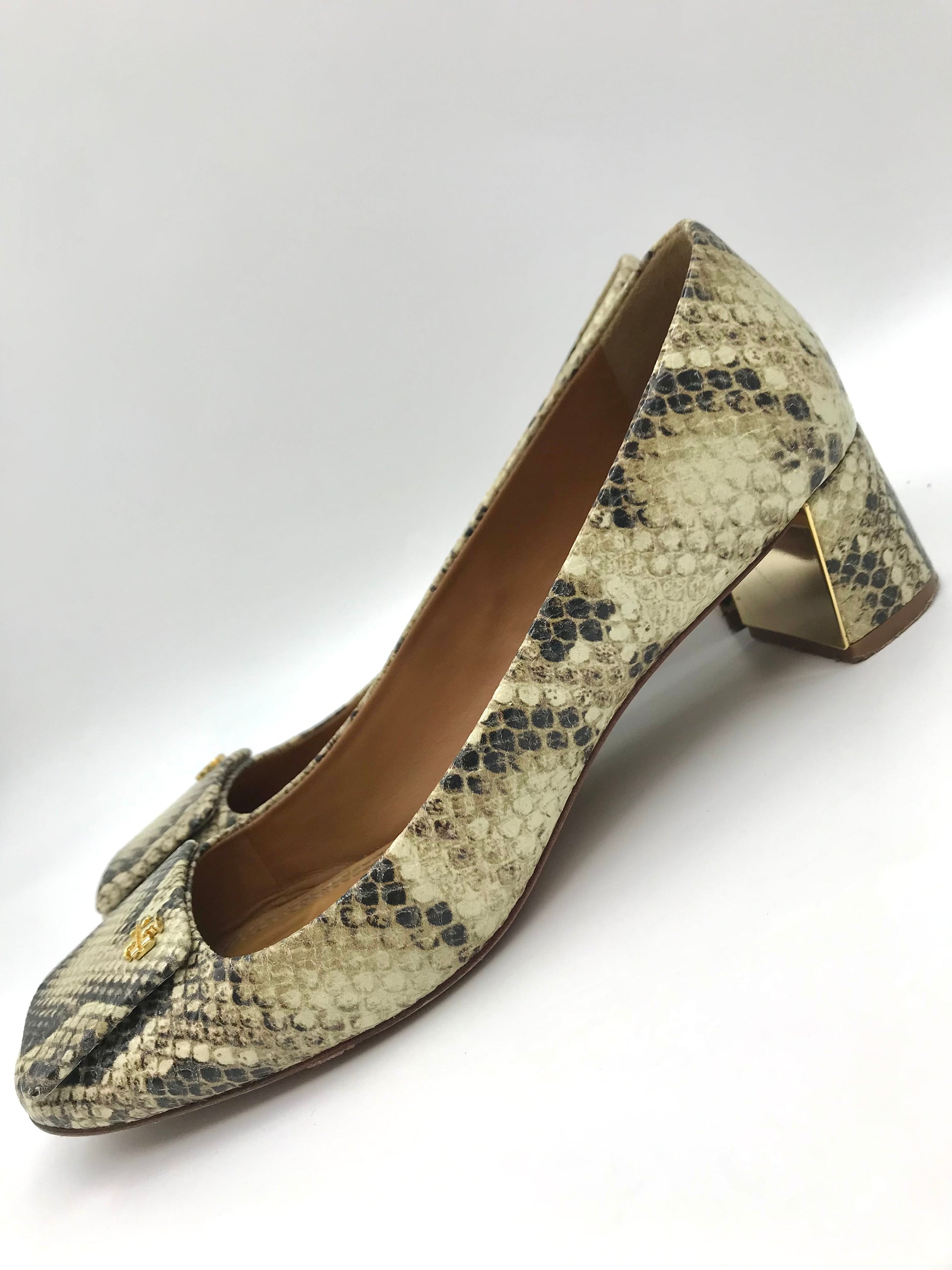 Tory Burch Python Embossed Leather Pump Size 8M