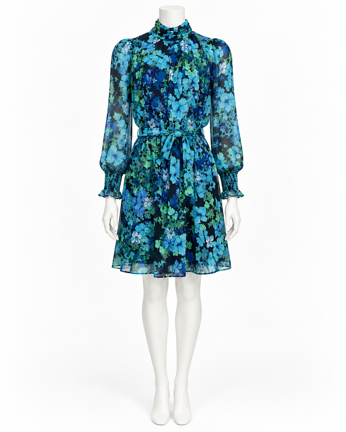 Ungaro Blue Floral Multicolor Dress Size L