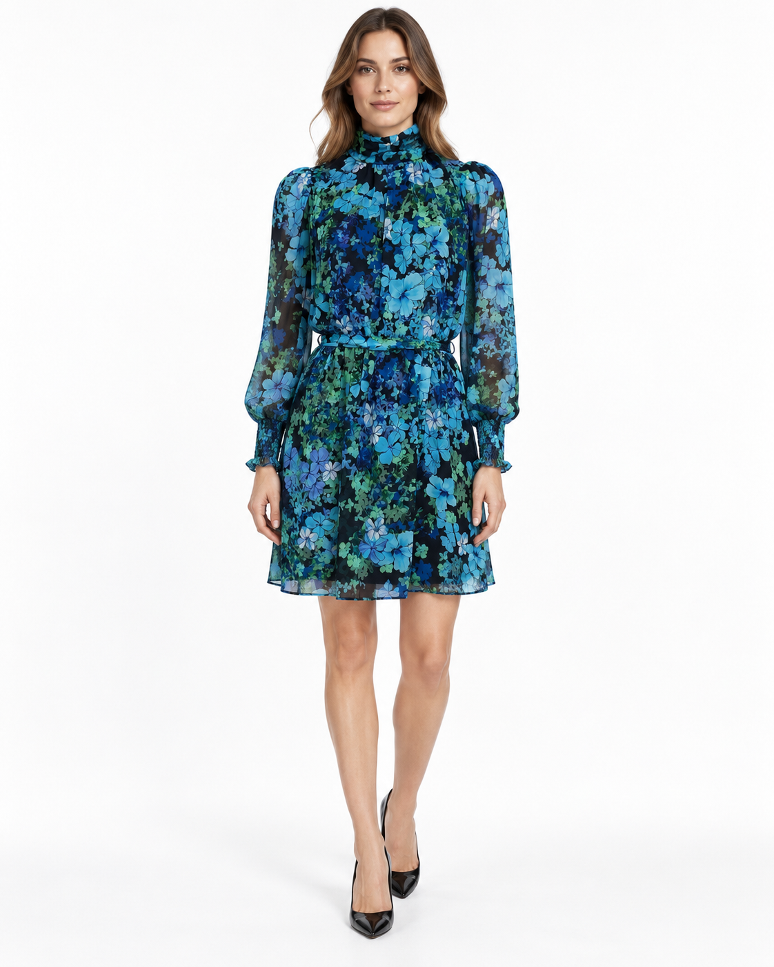Ungaro Blue Floral Multicolor Dress Size L