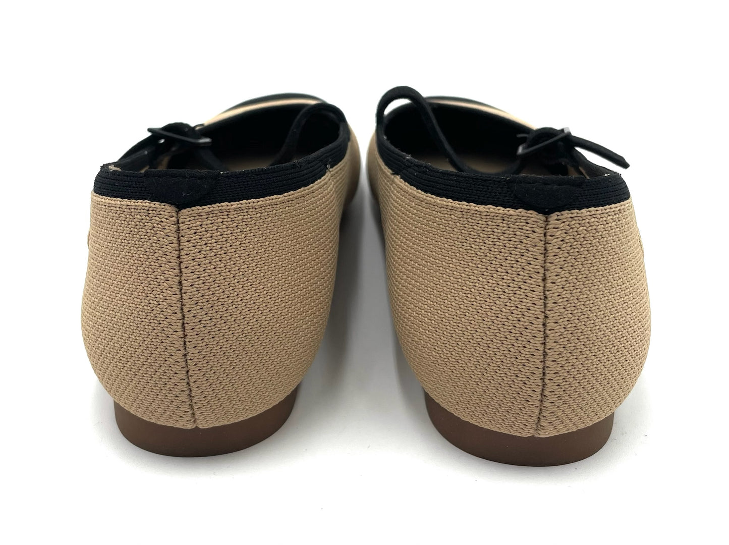 VIVAIA Margot Mary Jane Nude & Black Square-Toe Knit Flats Size 40 US 9