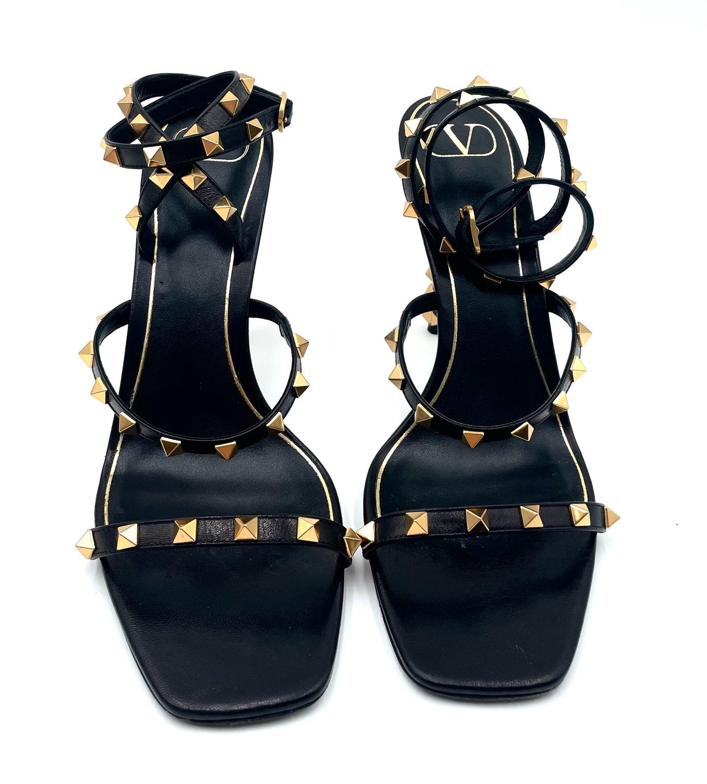 Valentino Black Rockstud Strappy Heels Size 41.5