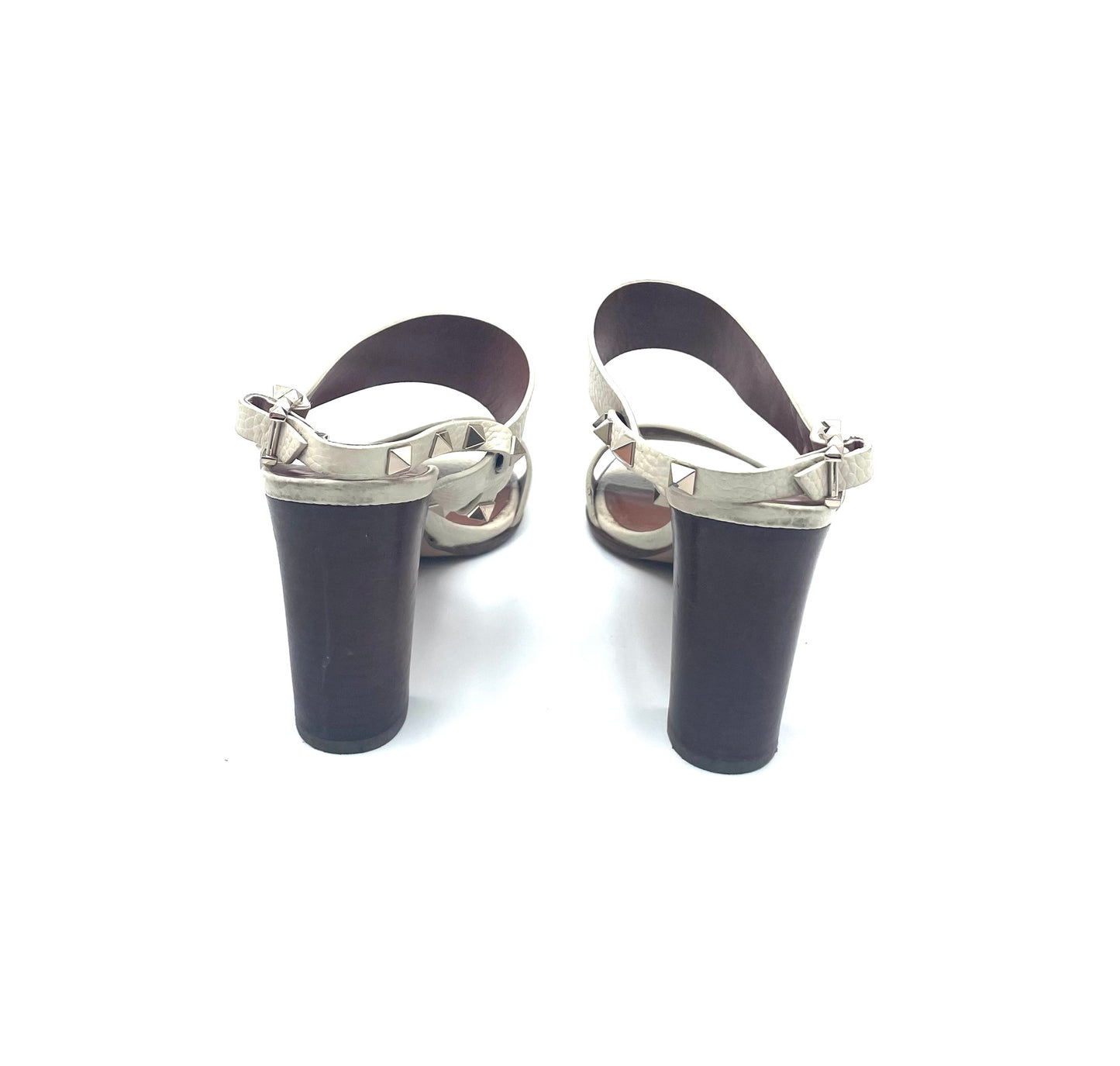 Valentino Garavani Ivory Rockstud Slingback Sandals Size 38.5
