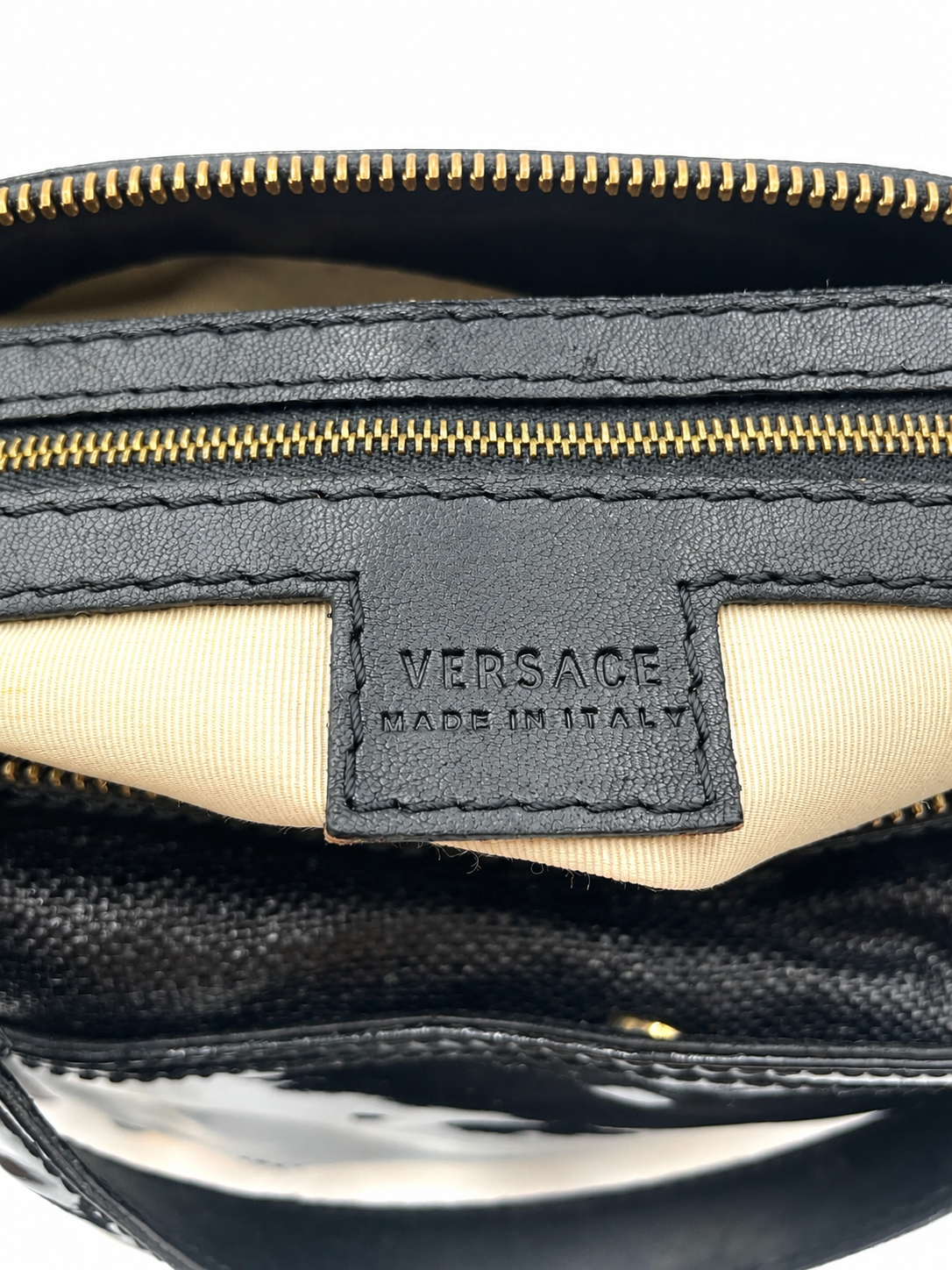 Versace Black Patent Leather Shoulder Bag