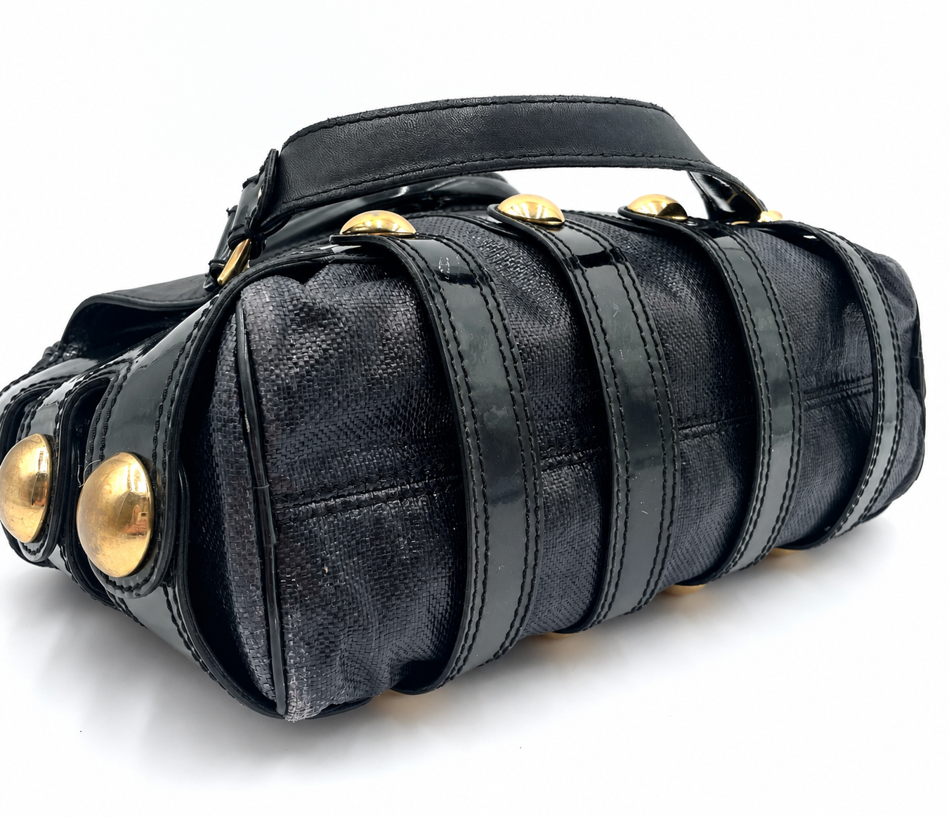Versace Black Patent Leather Shoulder Bag