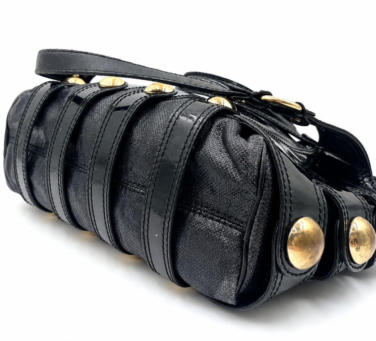 Versace Black Patent Leather Shoulder Bag