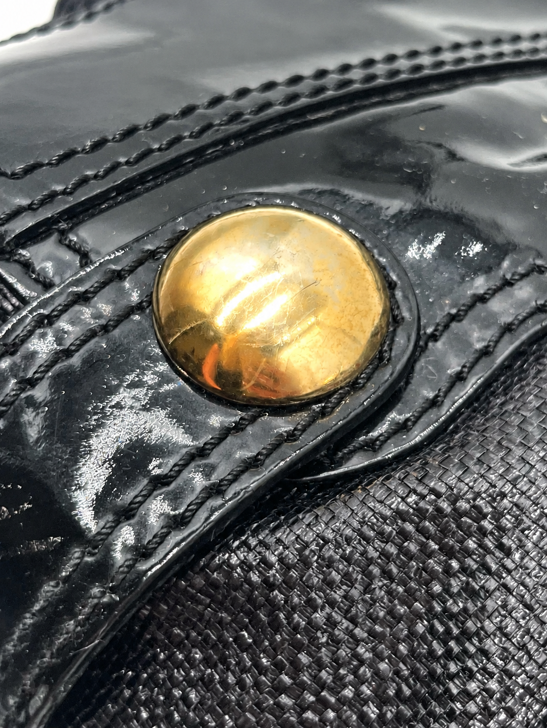 Versace Black Patent Leather Shoulder Bag
