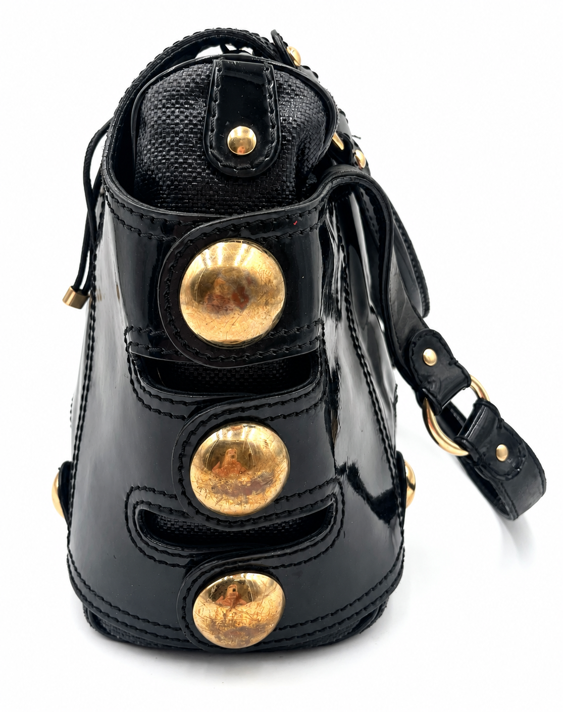 Versace Black Patent Leather Shoulder Bag