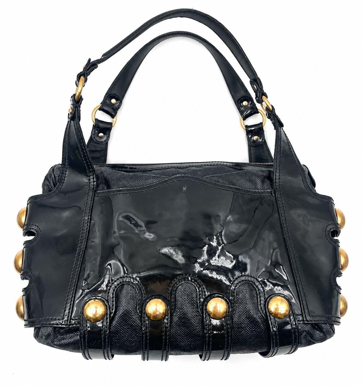 Versace Black Patent Leather Shoulder Bag