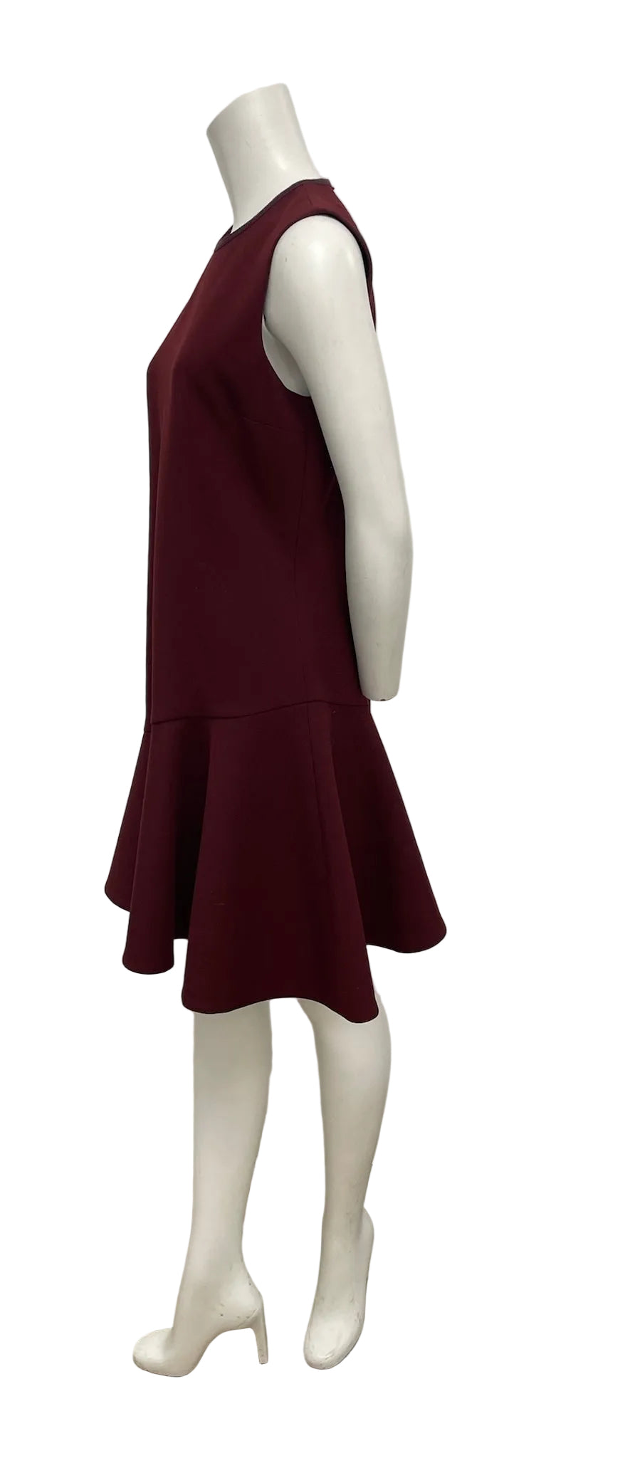 Victoria Beckham Burgundy Asymmetrical Hem Fit-and-Flare Mini Dress Size 6