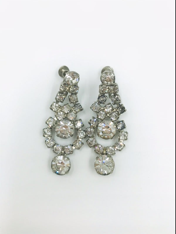Vintage 1960s Rhinetone Chandalier Screwback Earring