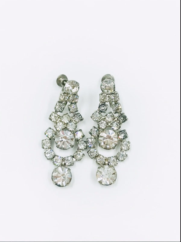 Vintage 1960s Rhinetone Chandalier Screwback Earring