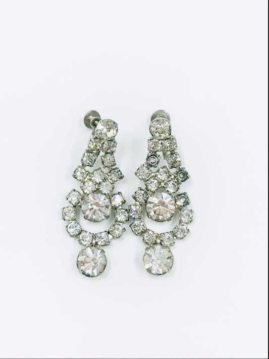 Vintage 1960s Rhinetone Chandalier Screwback Earring
