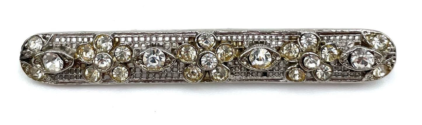 Vintage Art Deco Rhinestone Bar Brooch